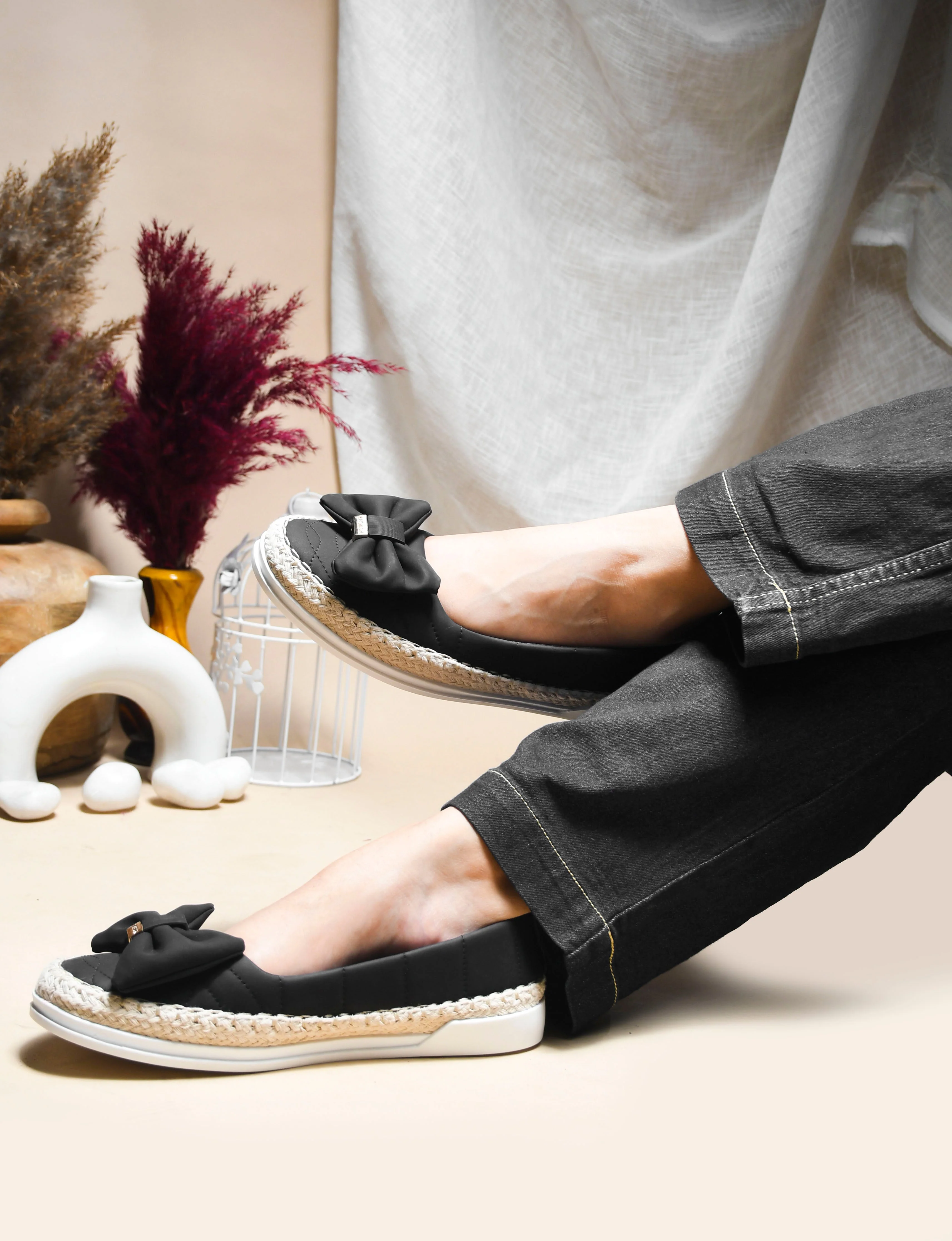 JM Looks Quilted Espadrille Bow Loafers - Image 14