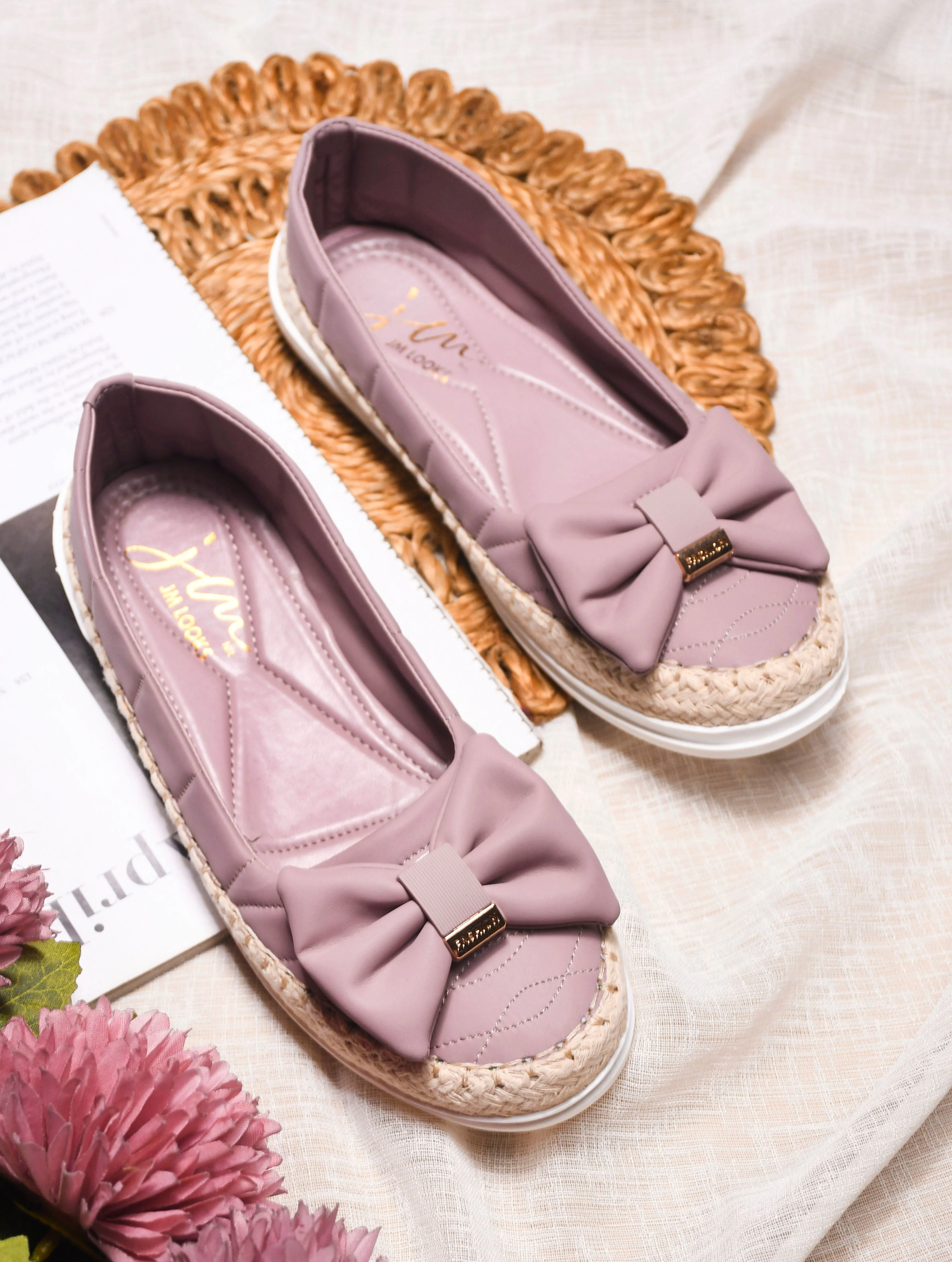 JM Looks Quilted Espadrille Bow Loafers - Image 7