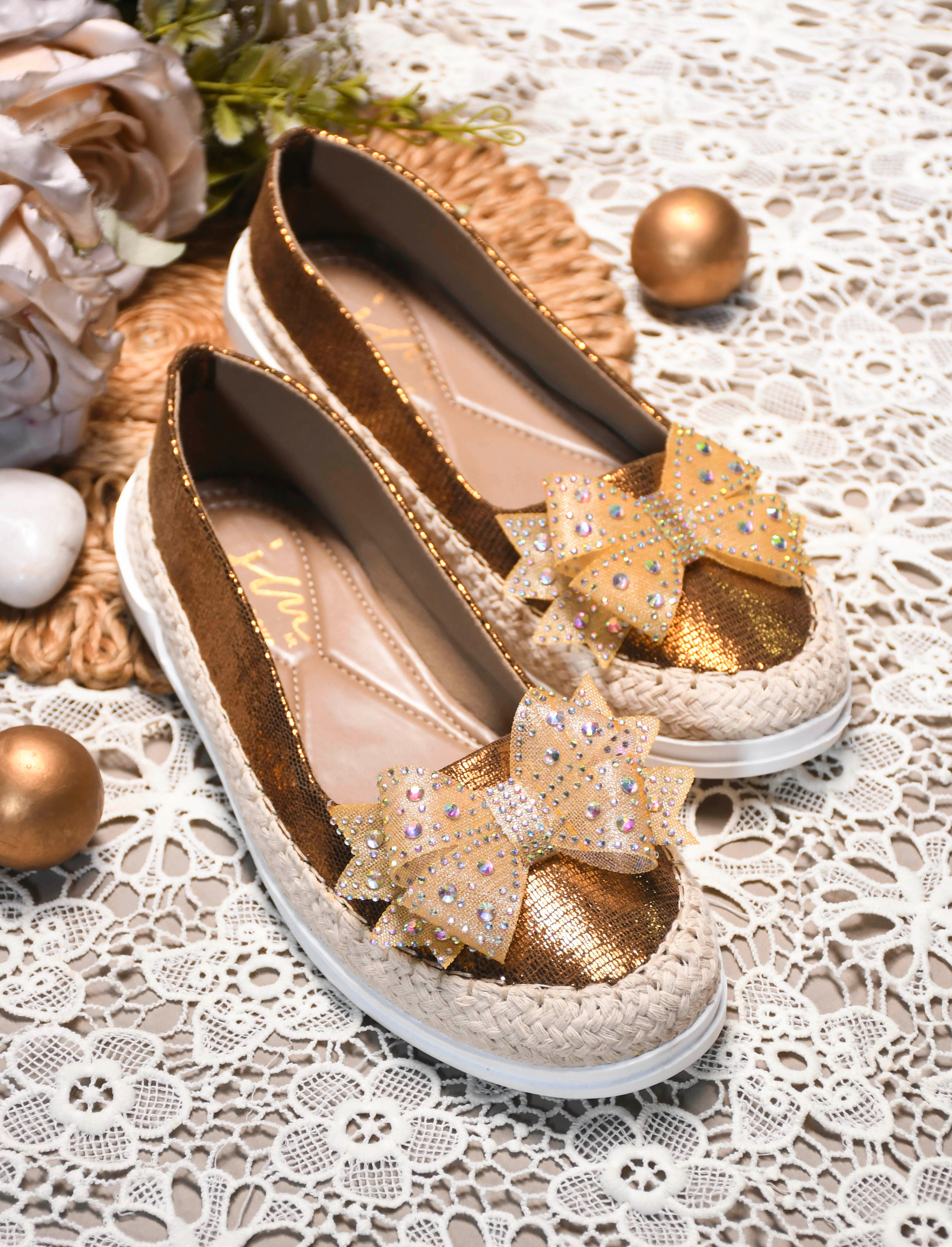 JM Looks Shimmer Espadrille Bow Loafers