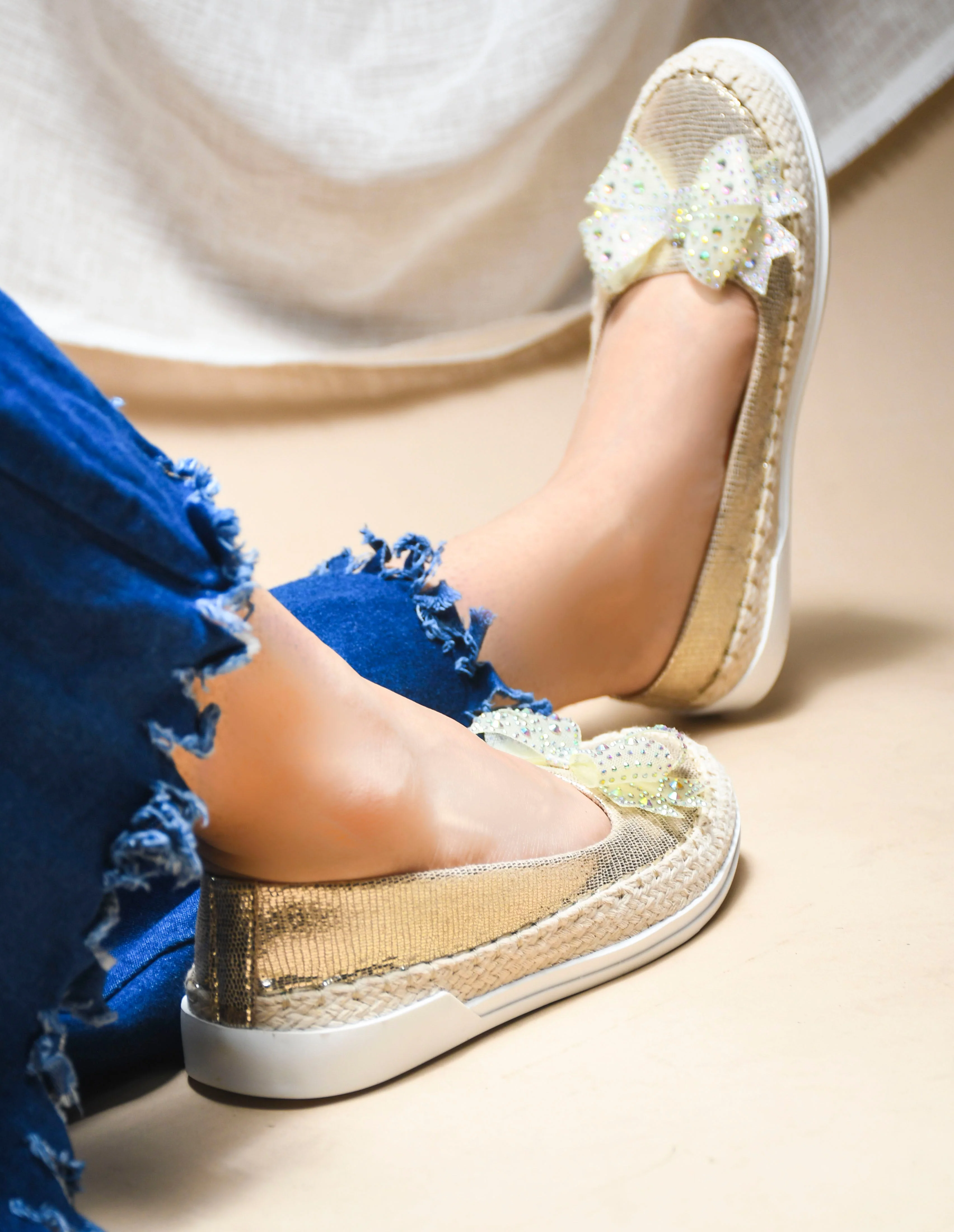 JM Looks Shimmer Espadrille Bow Loafers - Image 8