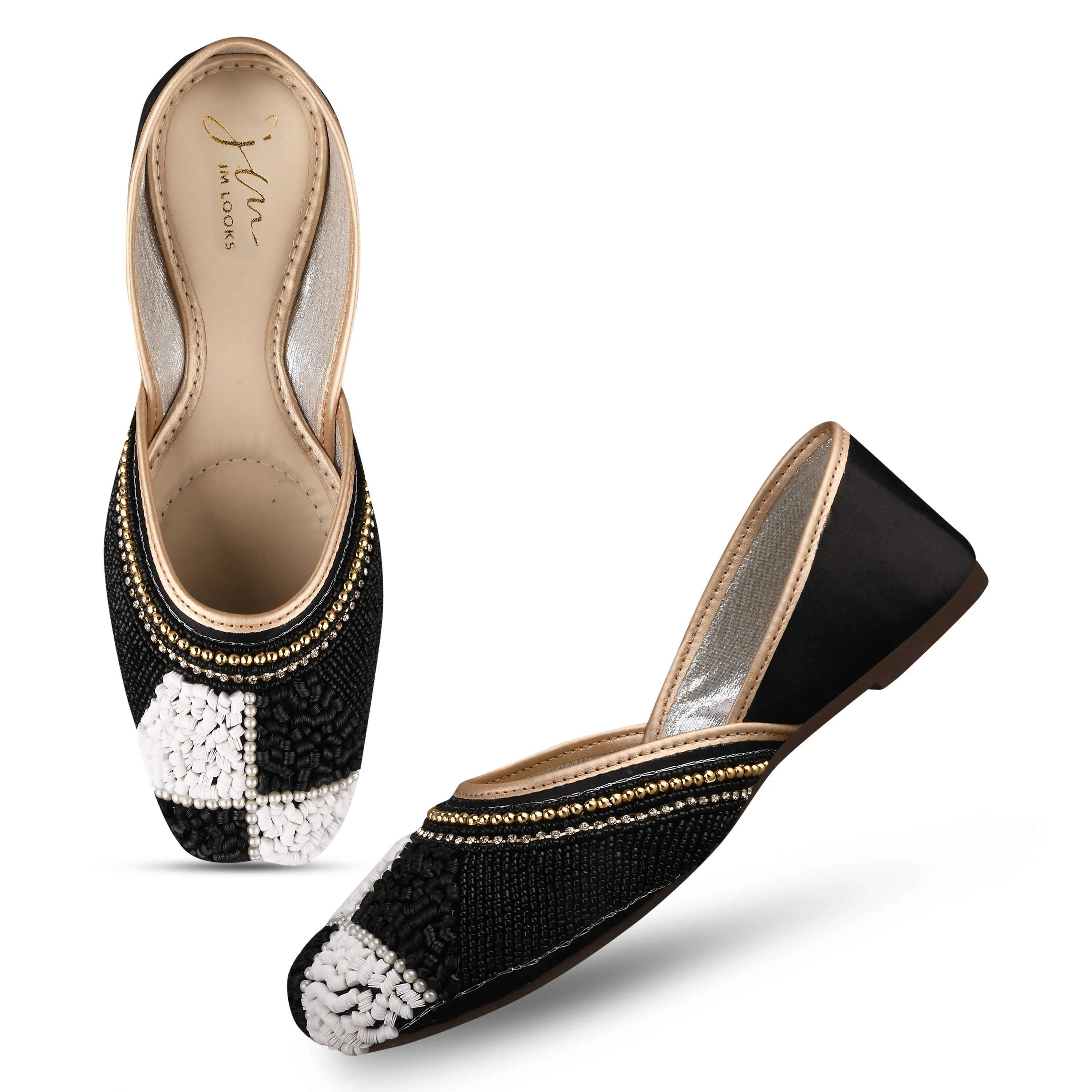 Jm Looks Checkered Beaded Women's Juttis - Image 5