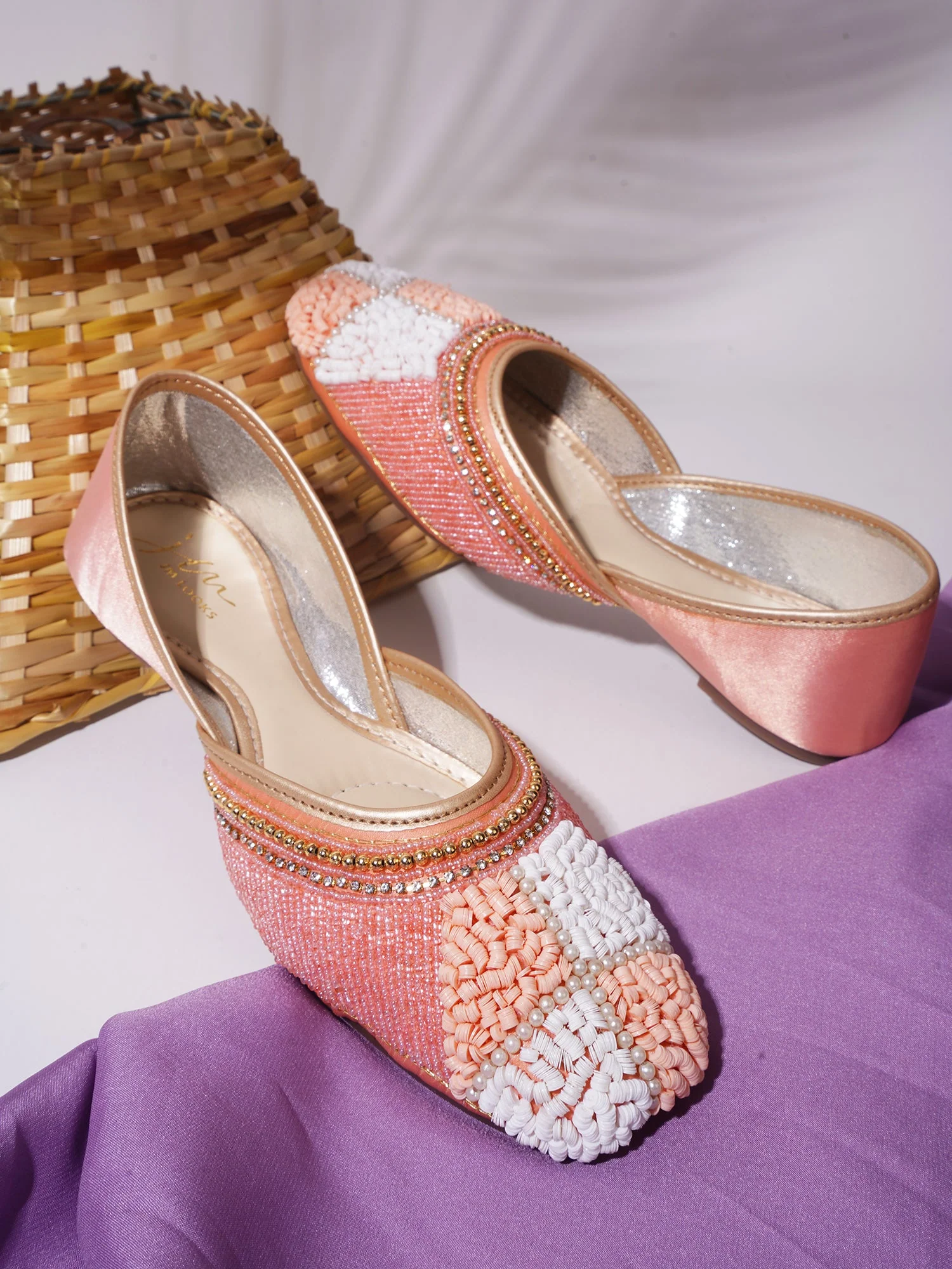 Jm Looks Checkered Beaded Women's Juttis - Image 7
