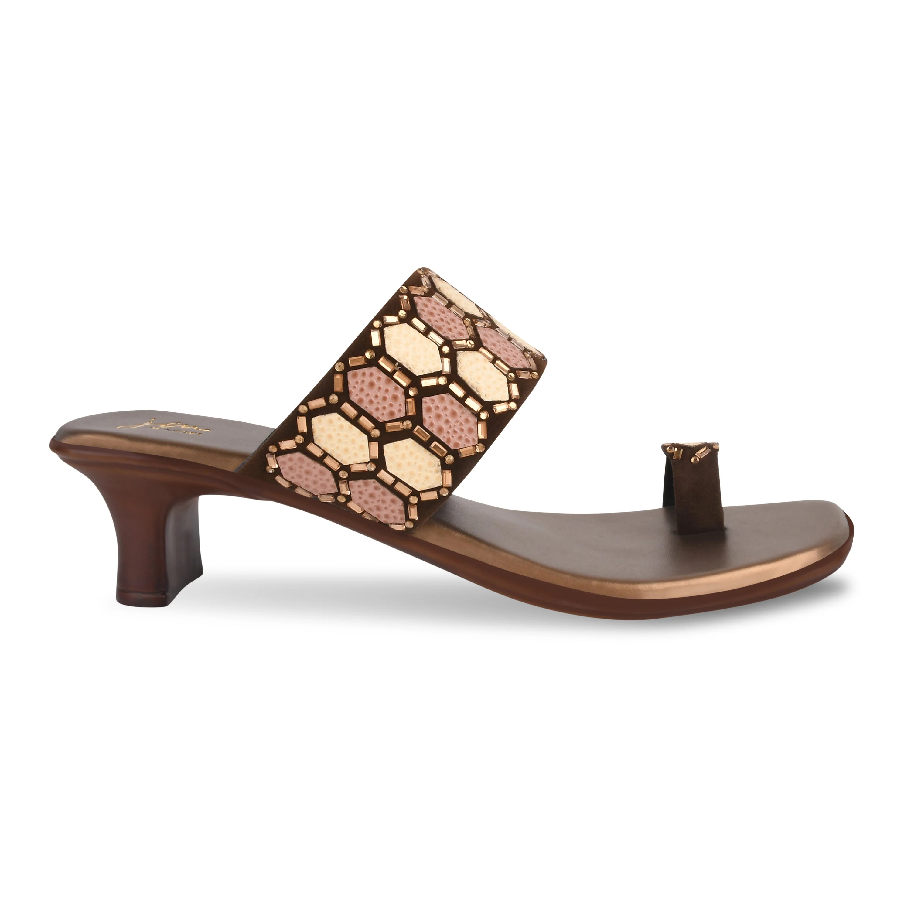 Ethnic Embellished One Toe Block Heels - Image 11