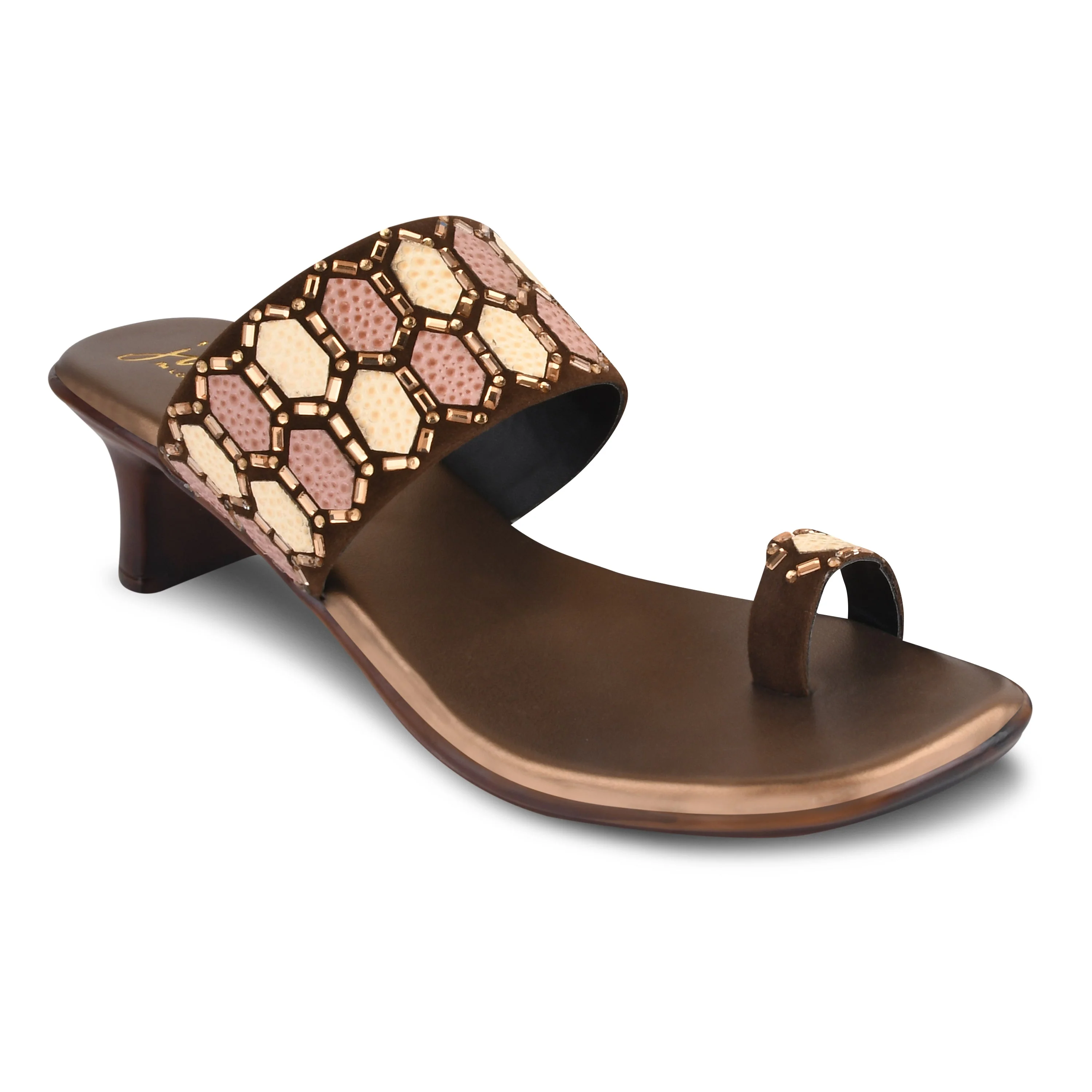 Ethnic Embellished One Toe Block Heels - Image 12