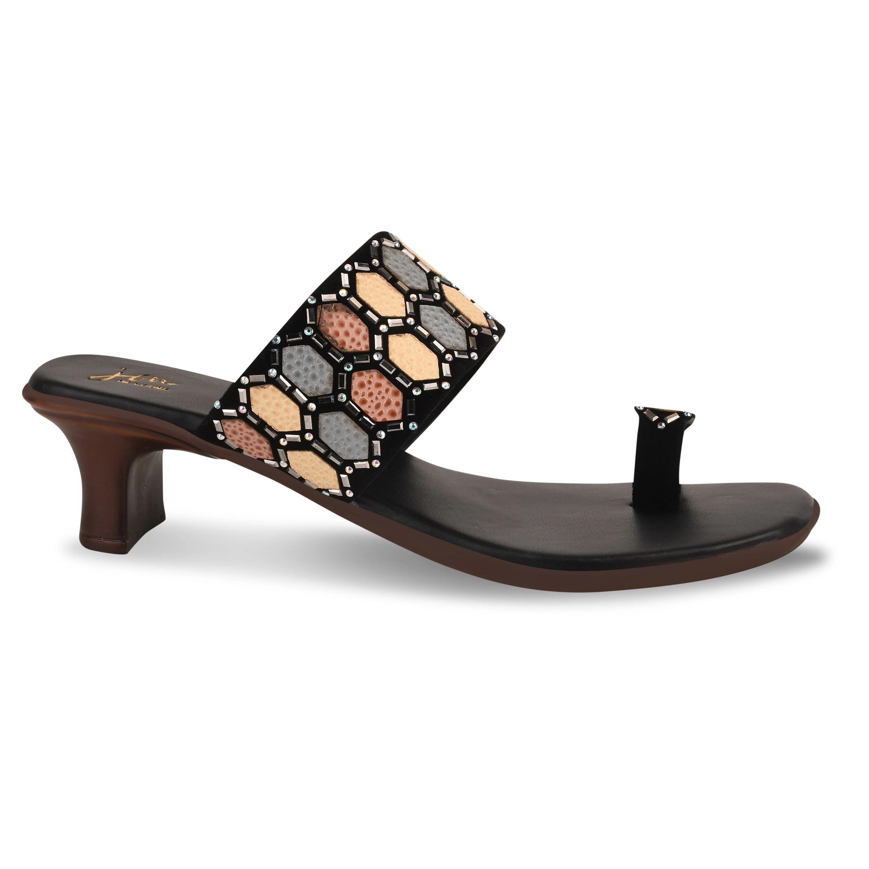 Ethnic Embellished One Toe Block Heels - Image 5