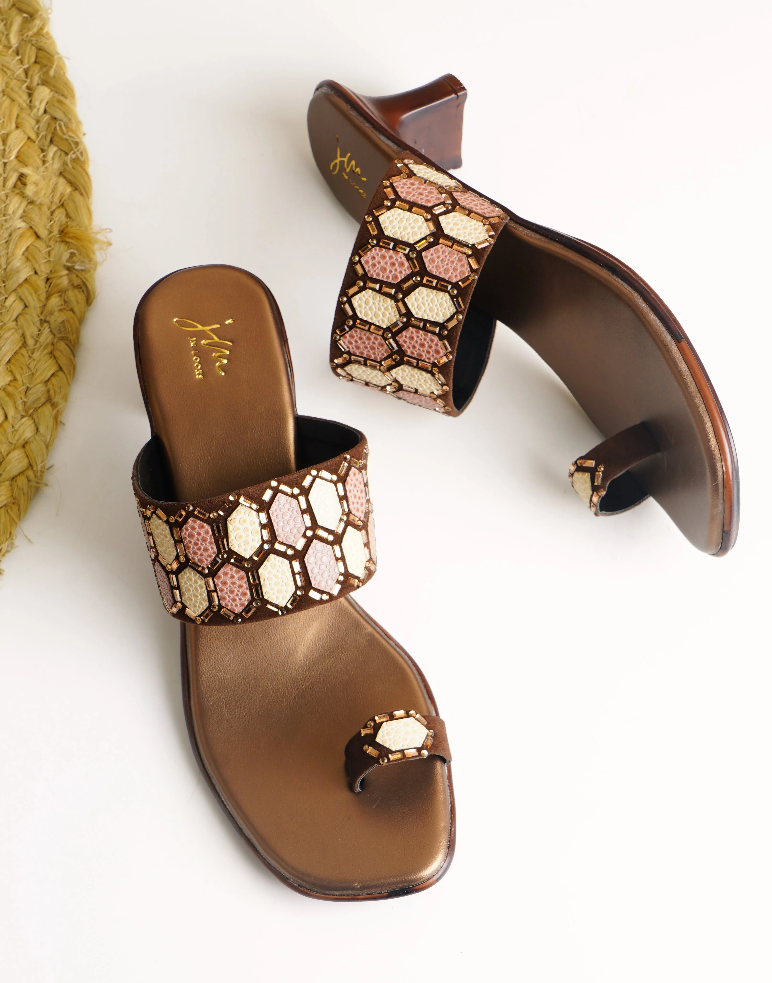 Ethnic Embellished One Toe Block Heels - Image 8