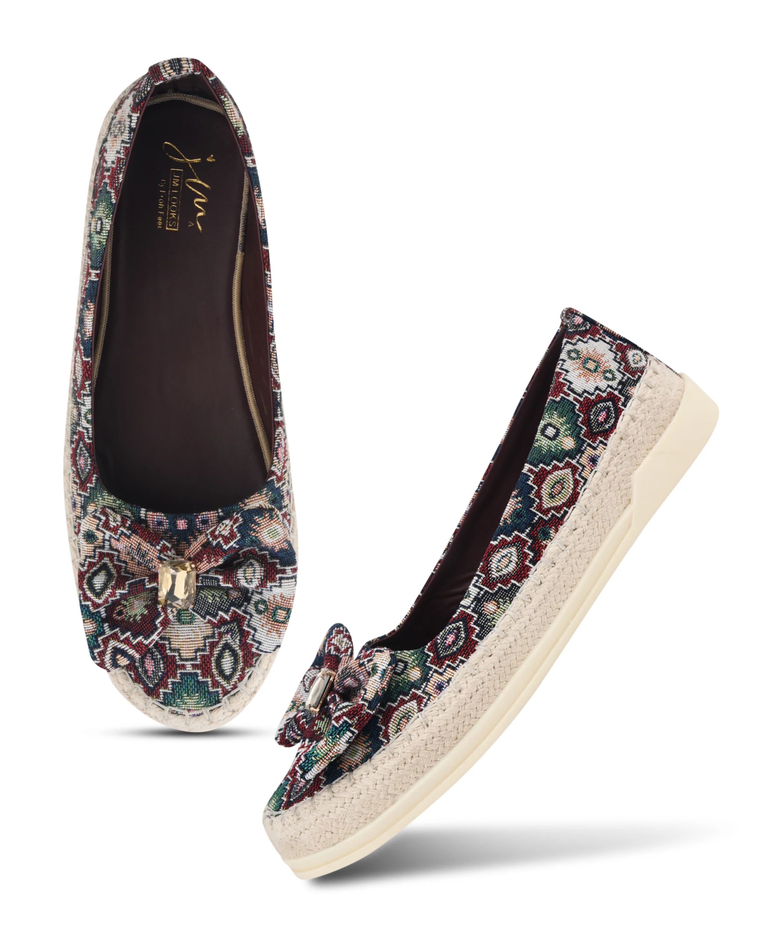 Ethnic Embroidered Loafers with Bow Design - Image 11