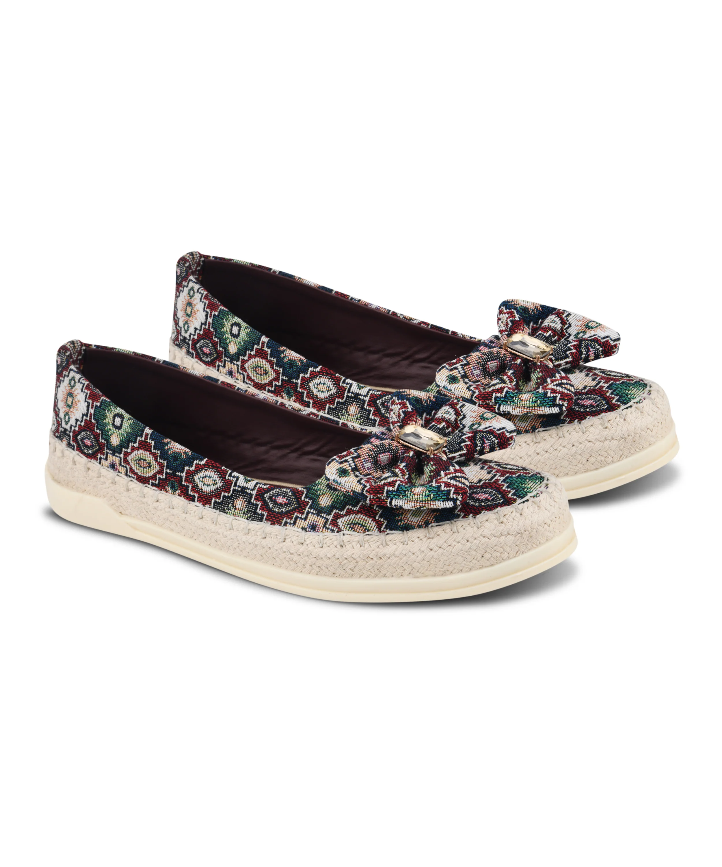 Ethnic Embroidered Loafers with Bow Design - Image 12
