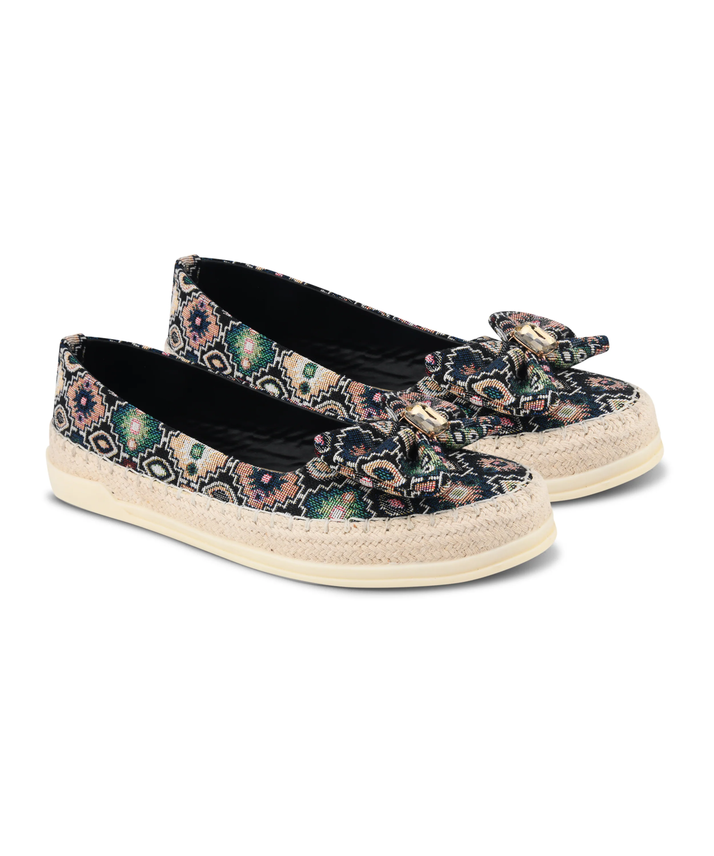 Ethnic Embroidered Loafers with Bow Design - Image 6