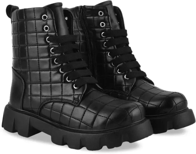 Jm Looks Quilted Combat Boots for Women - Image 5