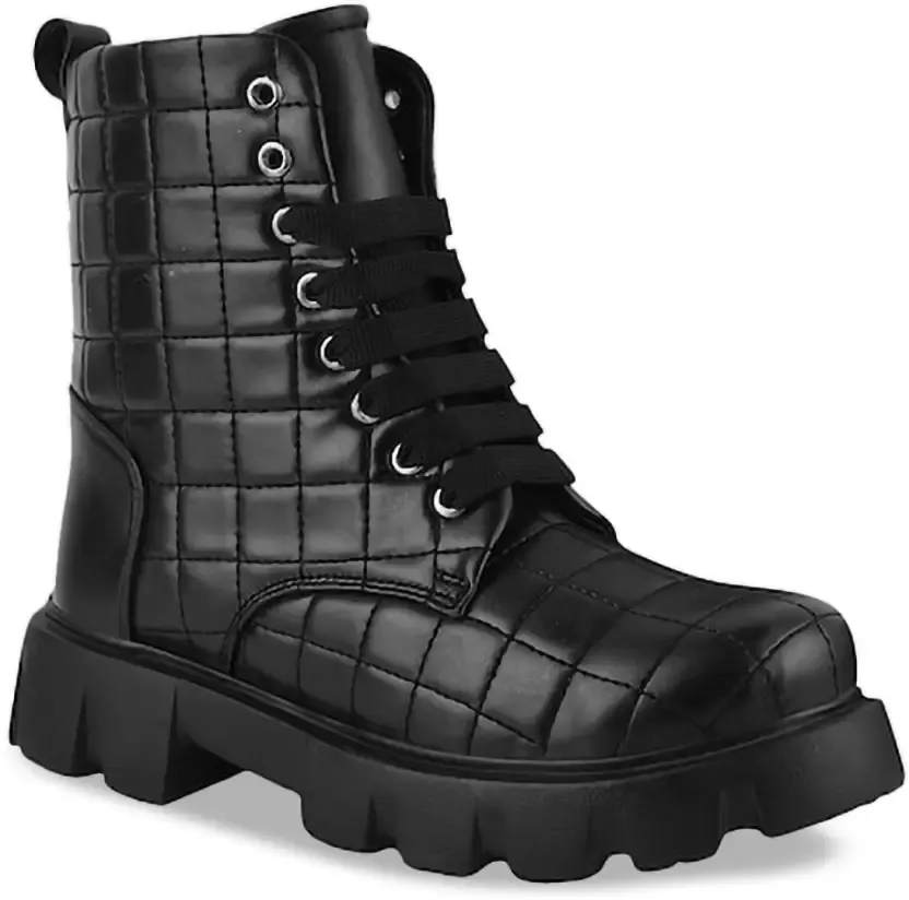 Jm Looks Quilted Combat Boots for Women - Image 6