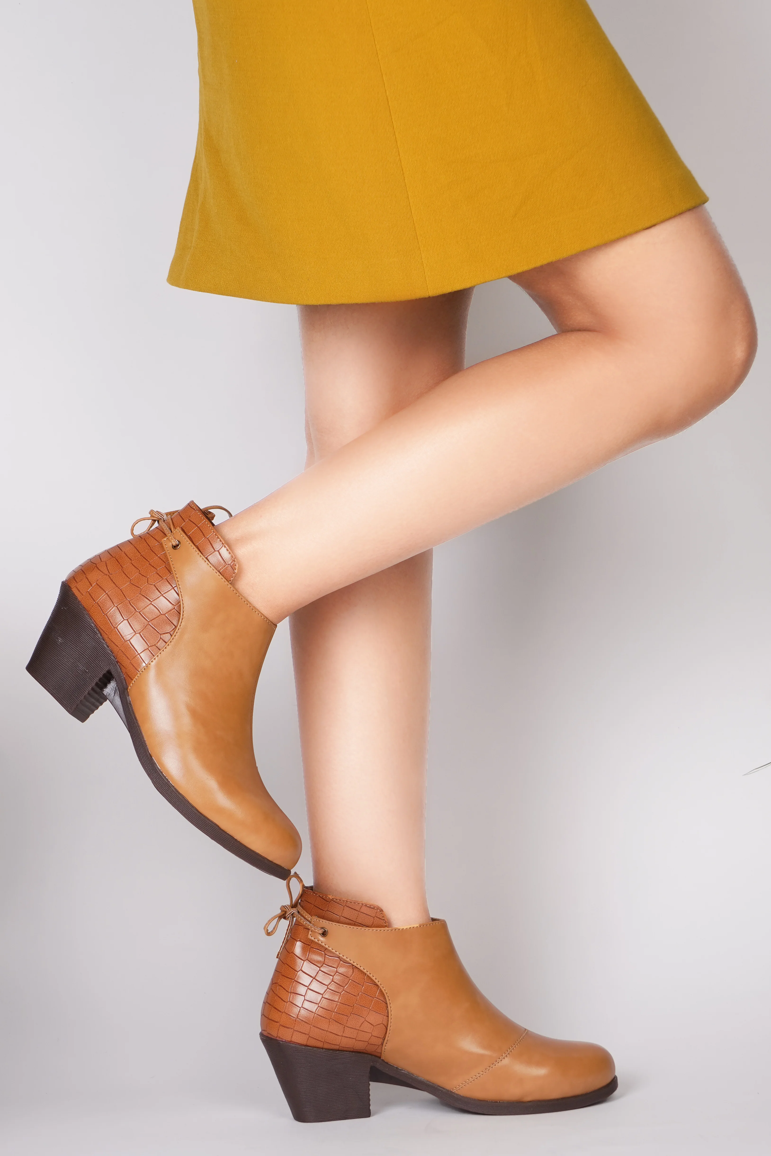 Jm Looks Women's Heeled Ankle Boots with Tie Detail - Image 9