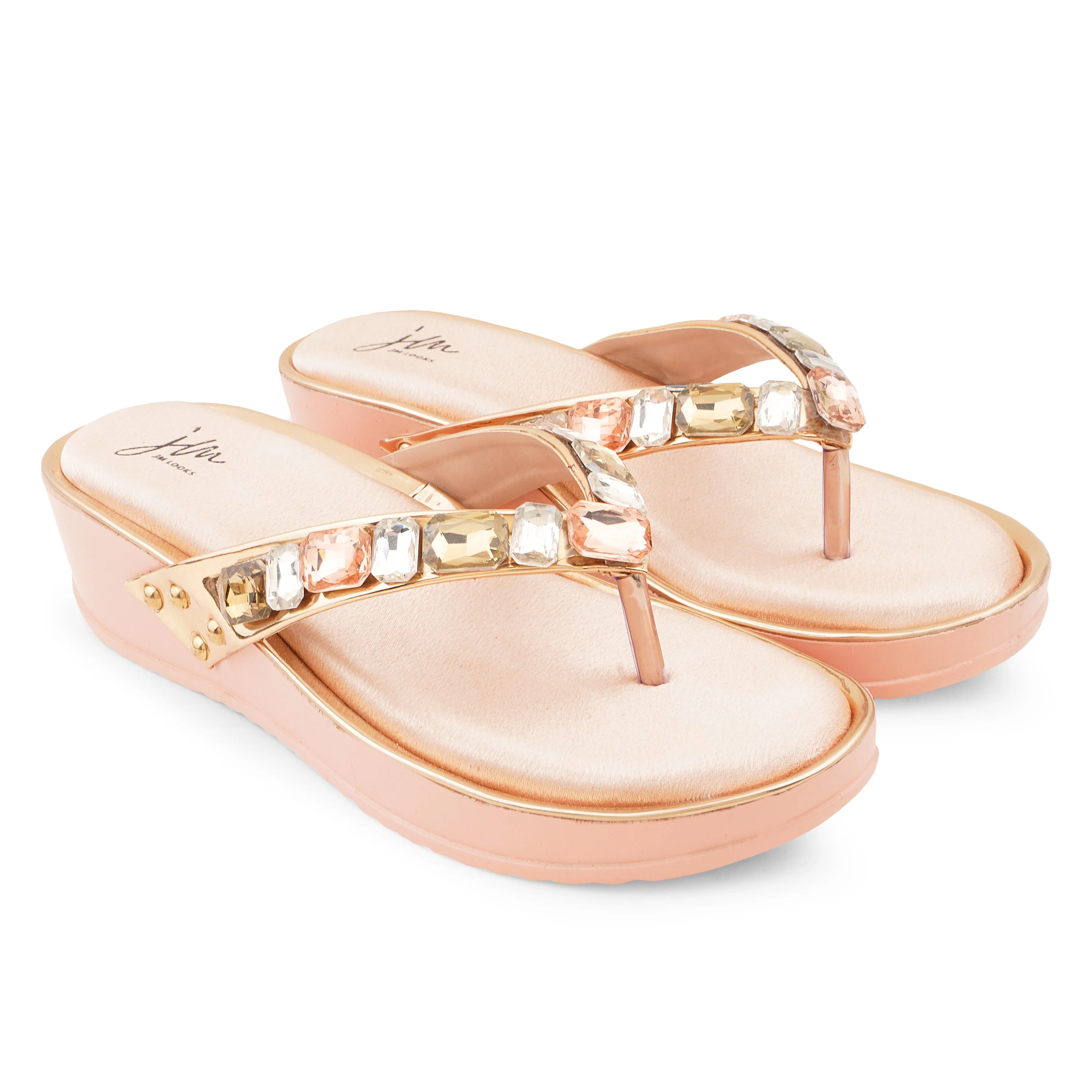 Jm Looks Embellished Wedge Thong Sandals - Image 10