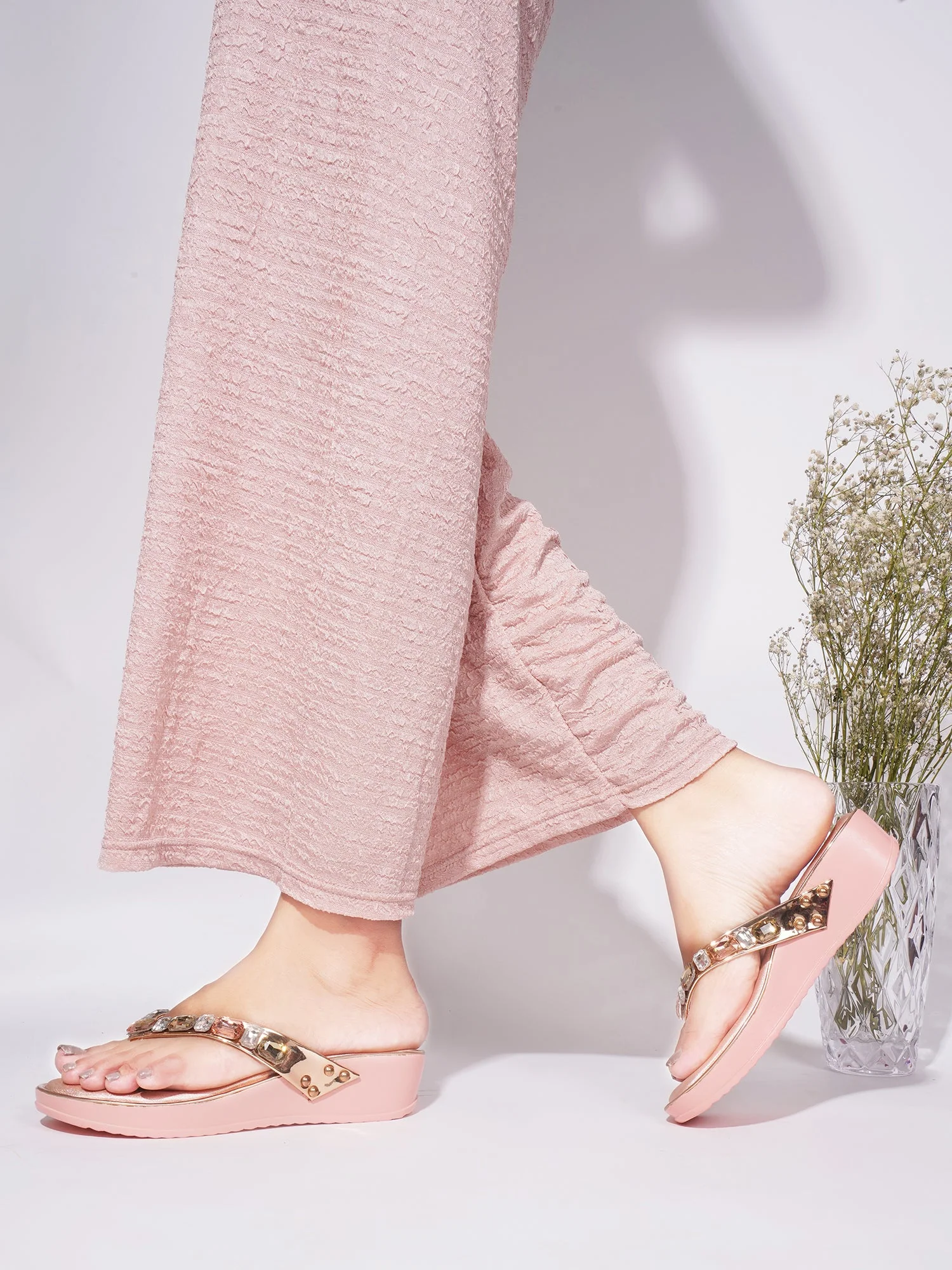 Jm Looks Embellished Wedge Thong Sandals - Image 8