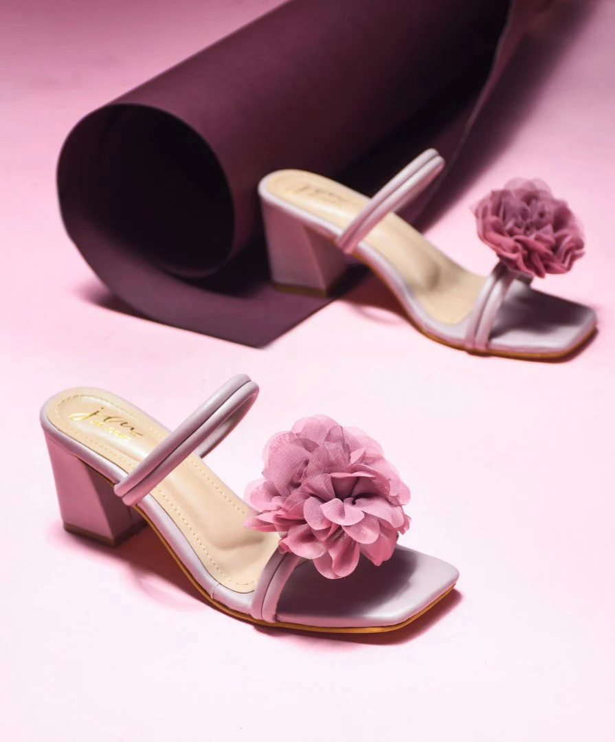 Jm Looks Floral Embellished Block Heels