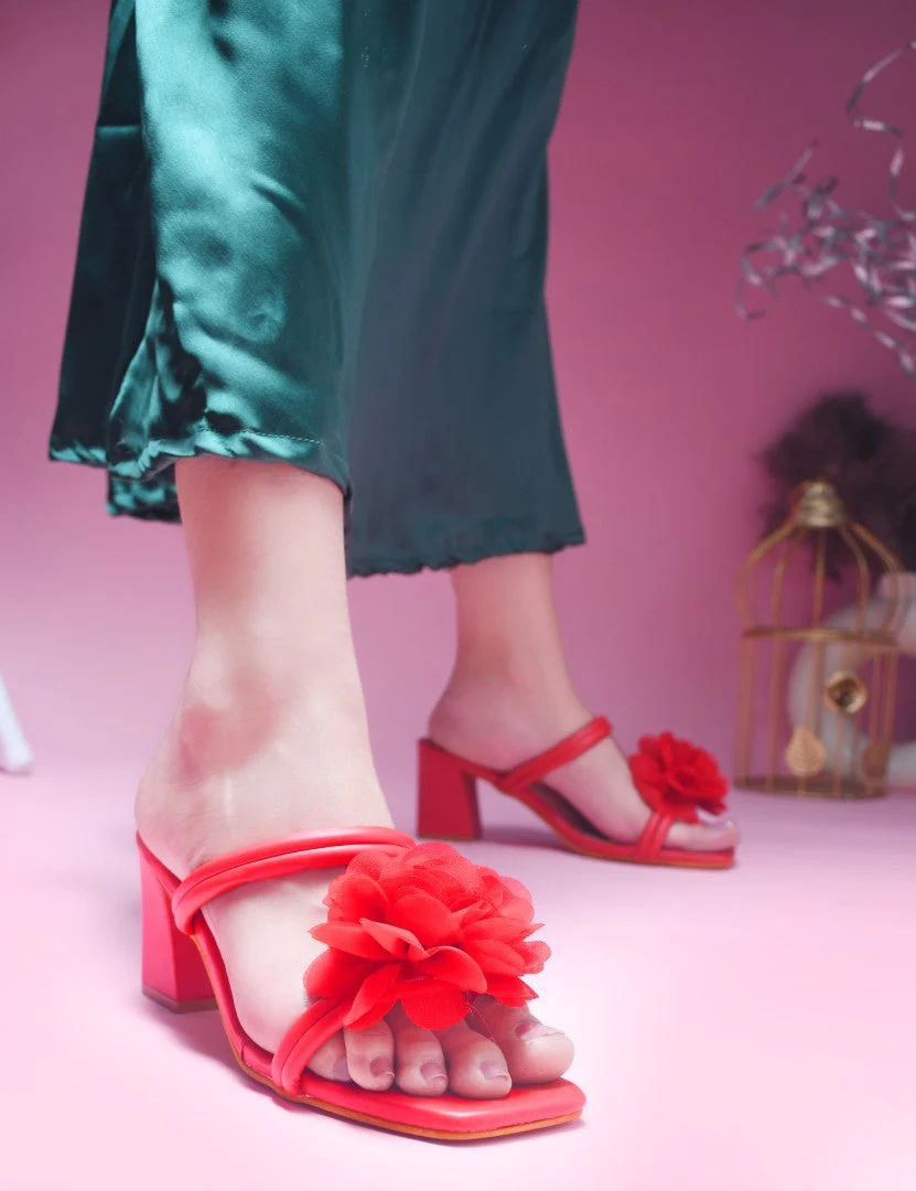 Jm Looks Floral Embellished Block Heels - Image 9
