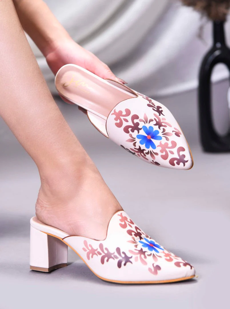 Jm Looks Floral Embellished Block Heel Mules - Image 10