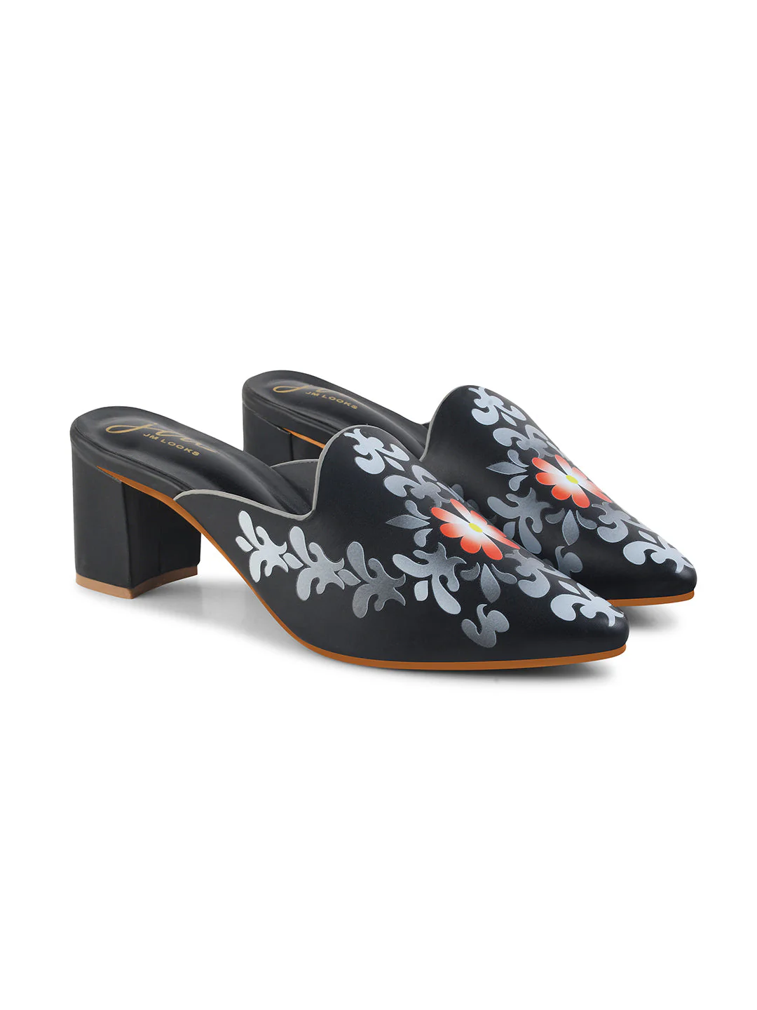 Jm Looks Floral Embellished Block Heel Mules - Image 5