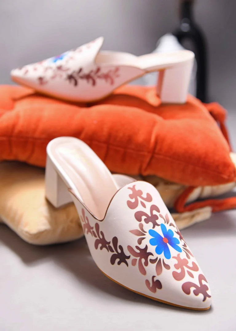 Jm Looks Floral Embellished Block Heel Mules - Image 7