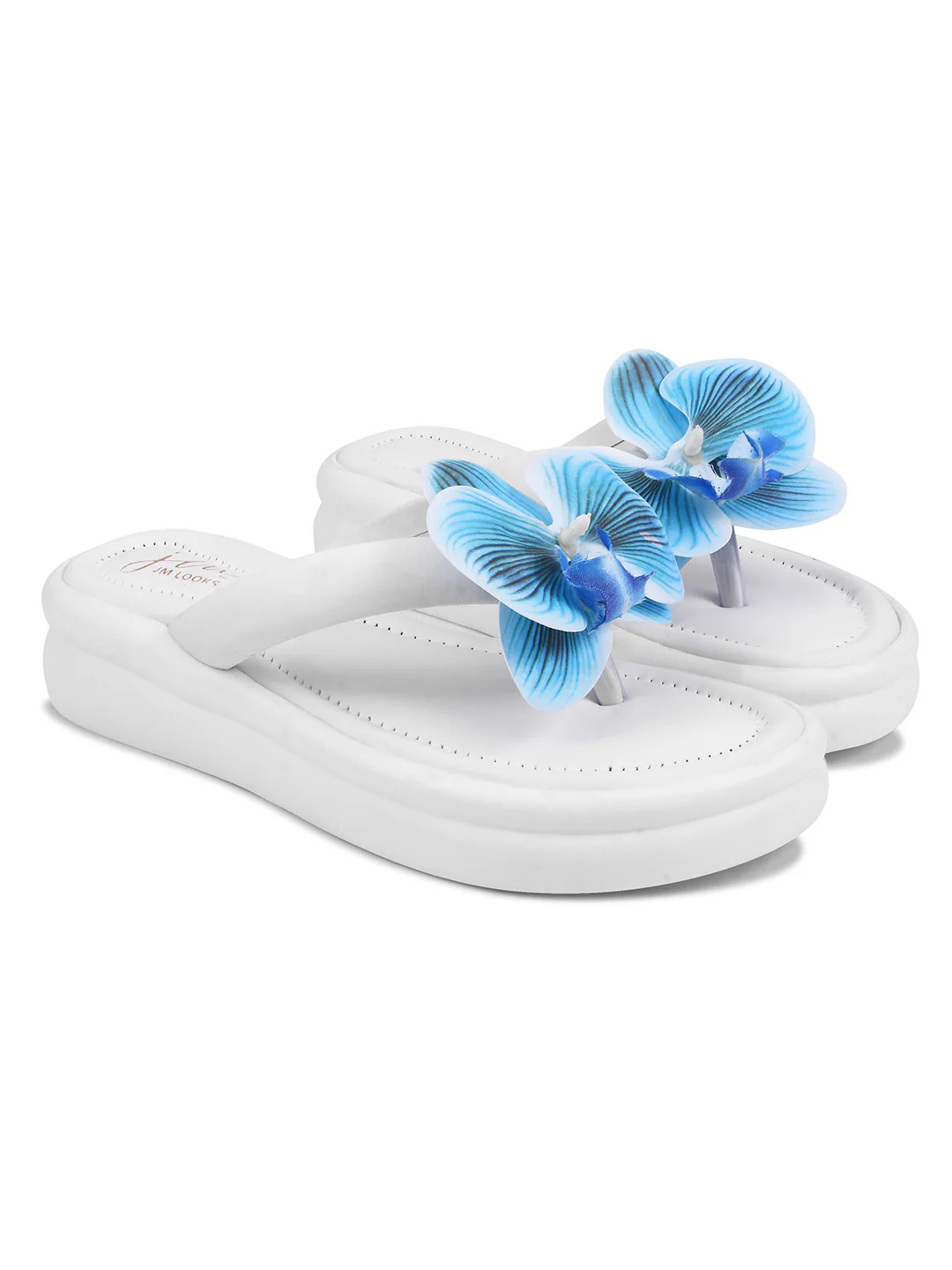 JM Looks Flower Embellished Wedge Flip-Flops - Image 5