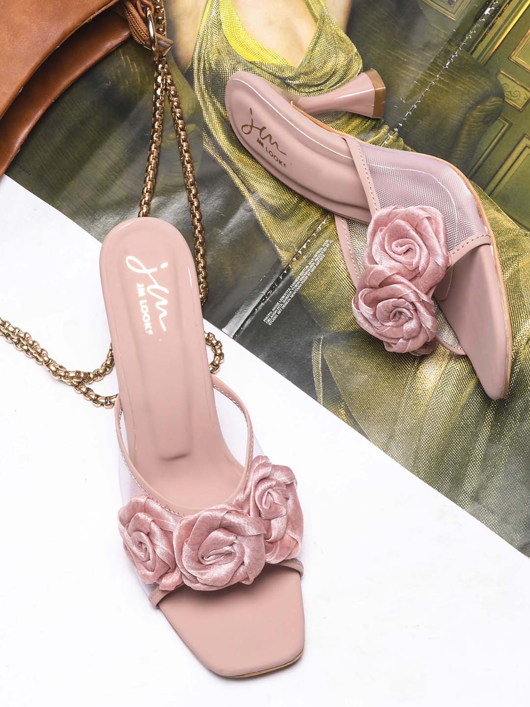JM Looks Floral Heeled Mules - Image 13