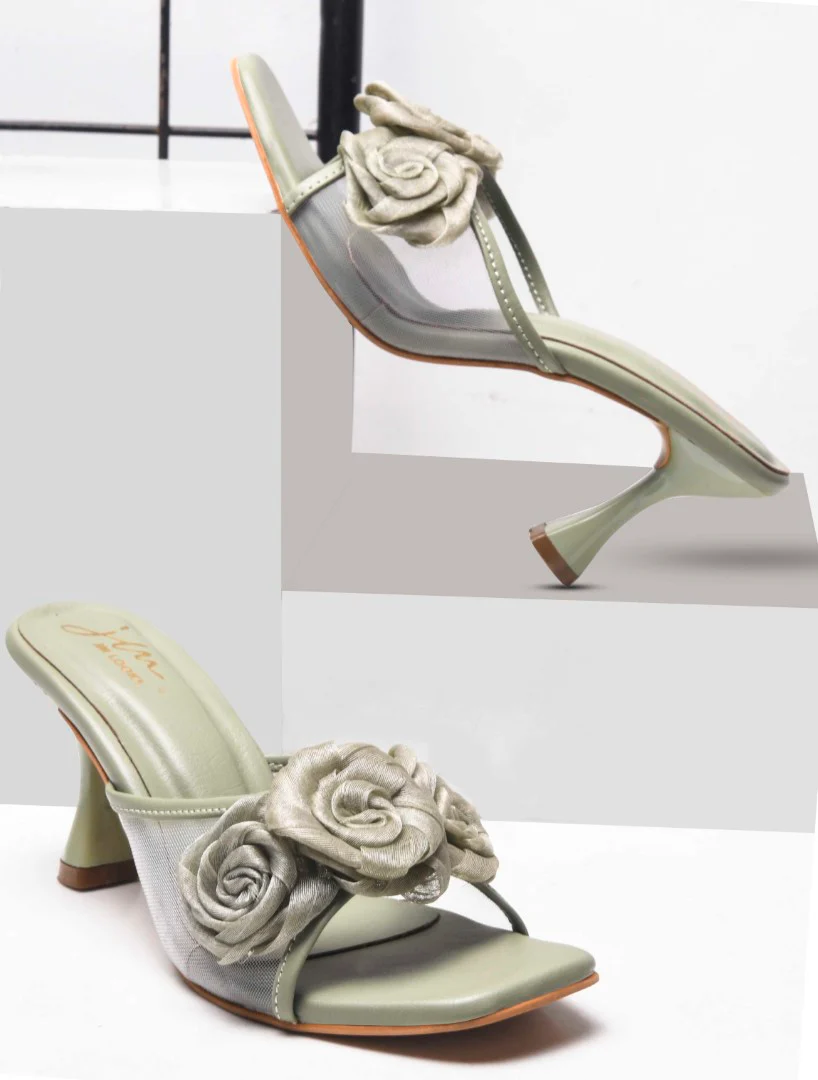 JM Looks Floral Heeled Mules - Image 3