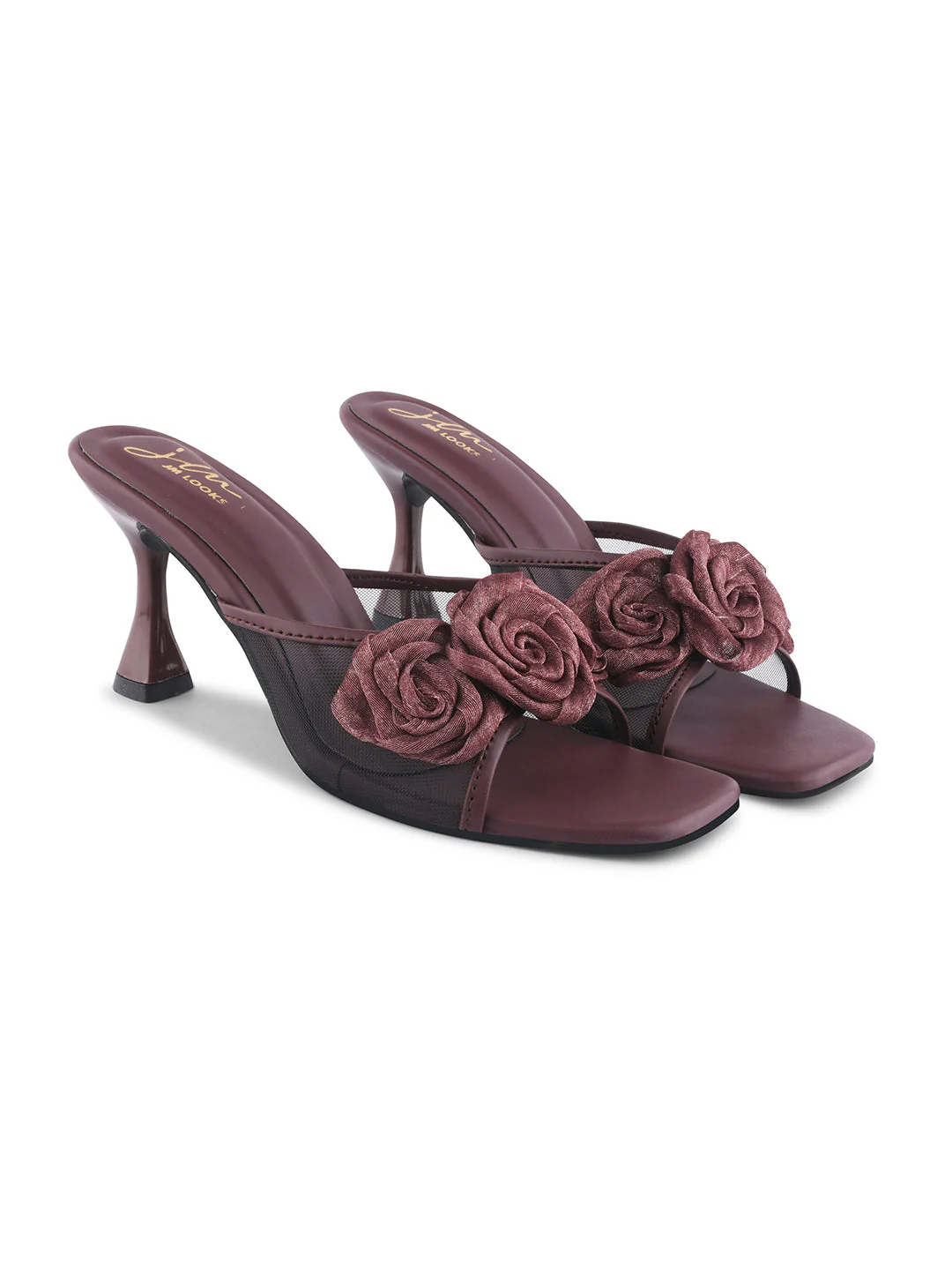 JM Looks Floral Heeled Mules - Image 22
