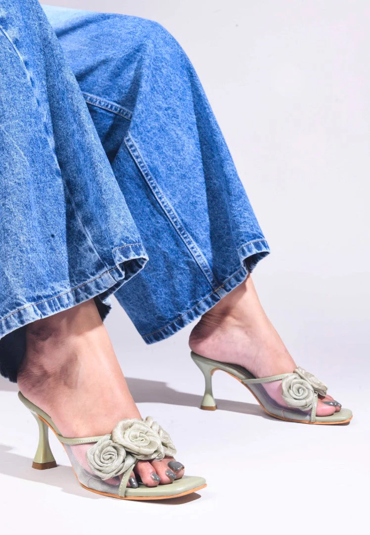 JM Looks Floral Heeled Mules - Image 26