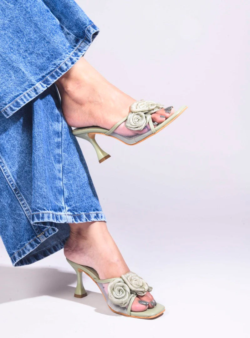 JM Looks Floral Heeled Mules - Image 28