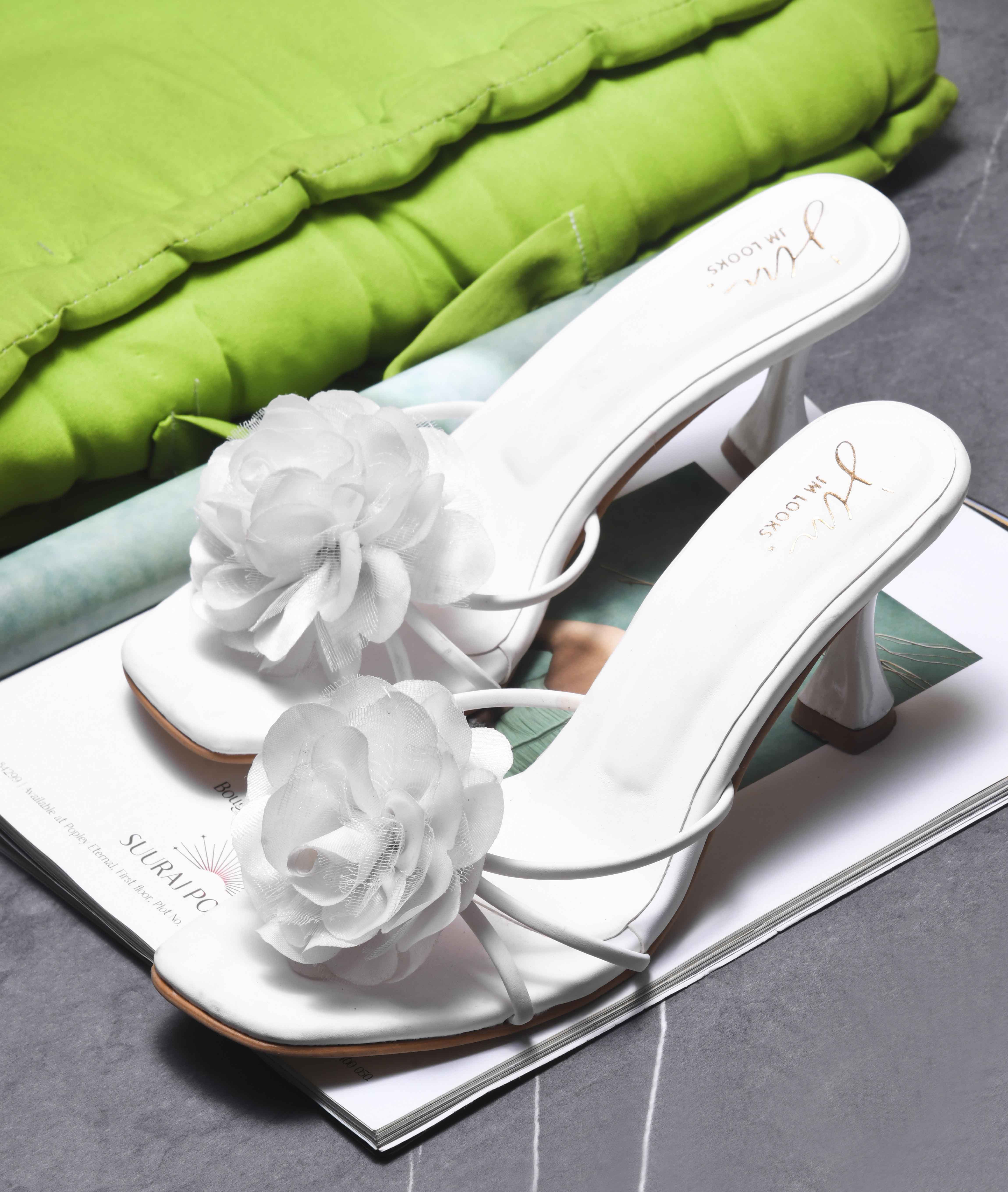 Jm Looks Floral Embellished Heeled Mules