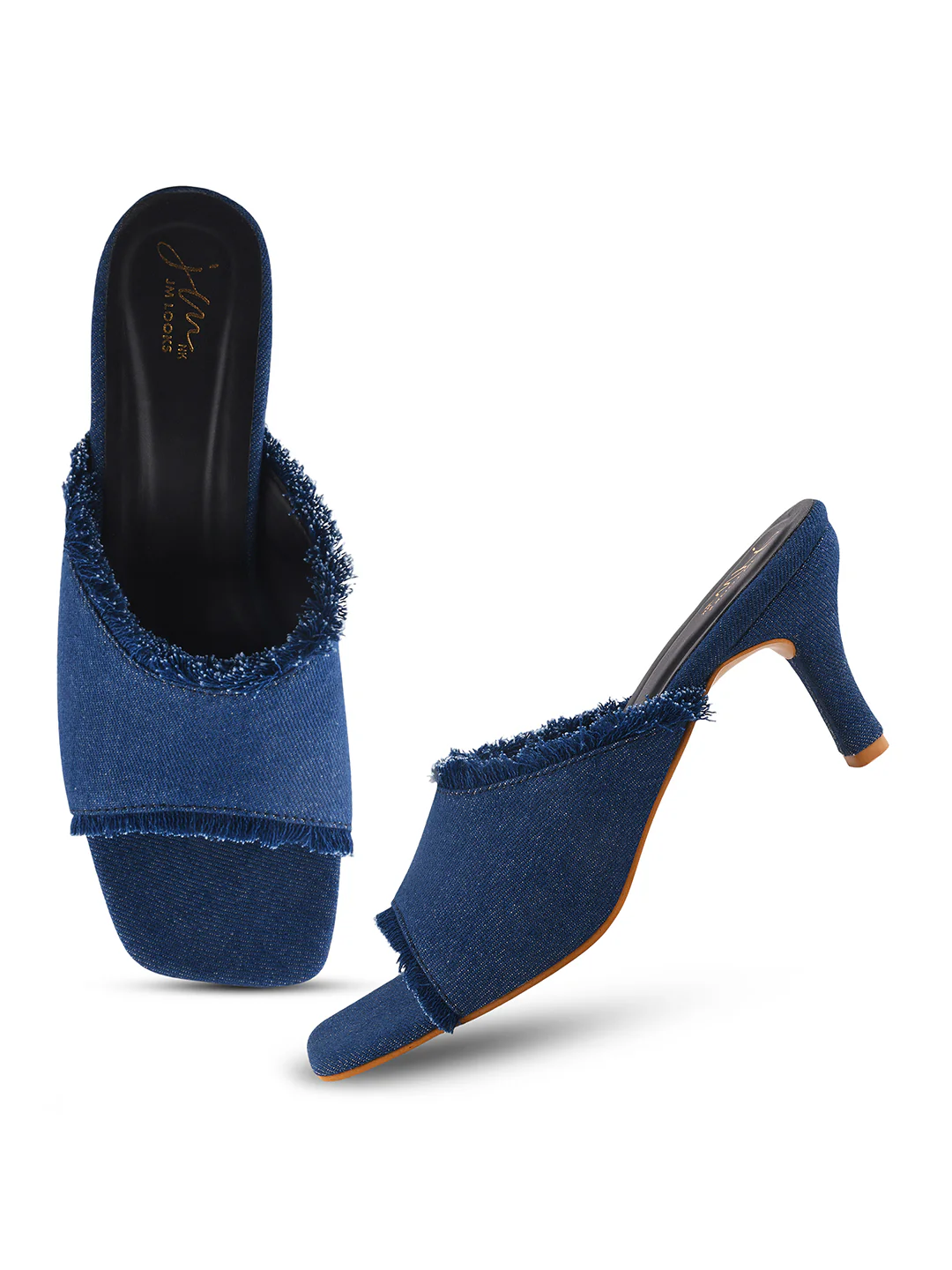 Jm Looks Women's Frayed Edge Kitten Heel Mules - Image 11
