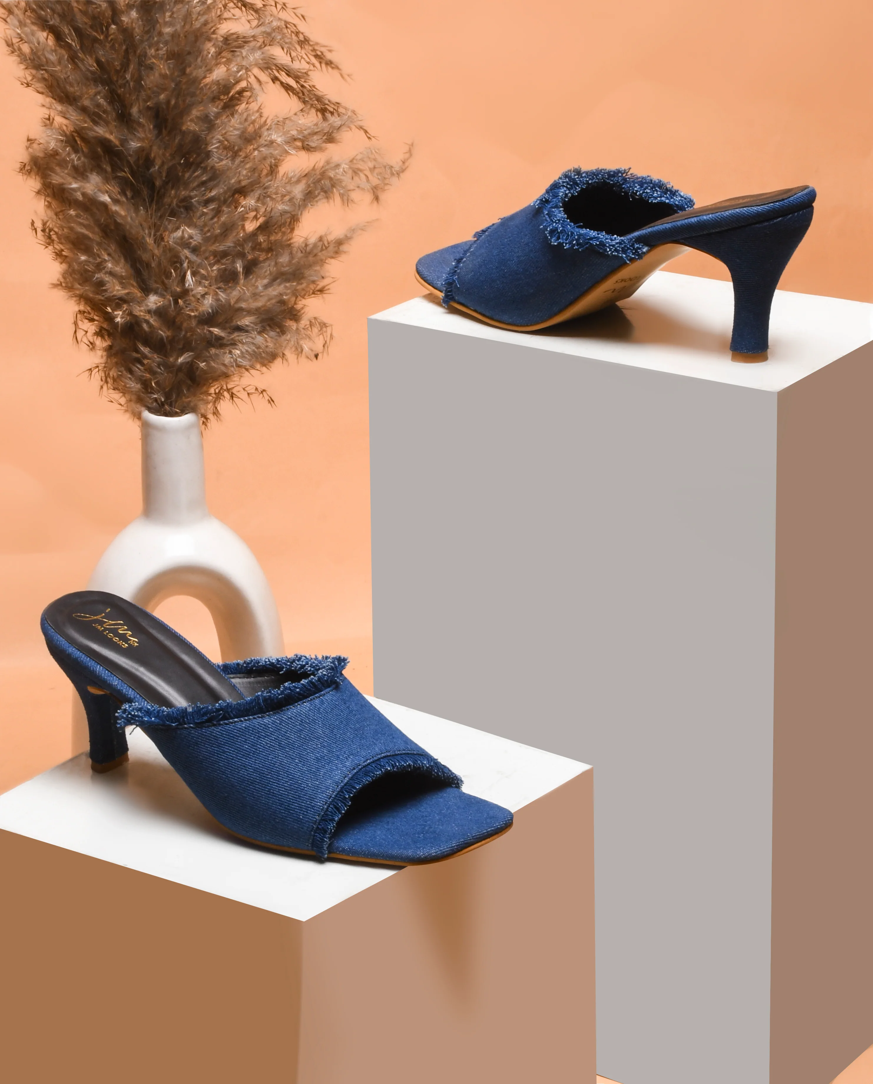 Jm Looks Women's Frayed Edge Kitten Heel Mules - Image 8