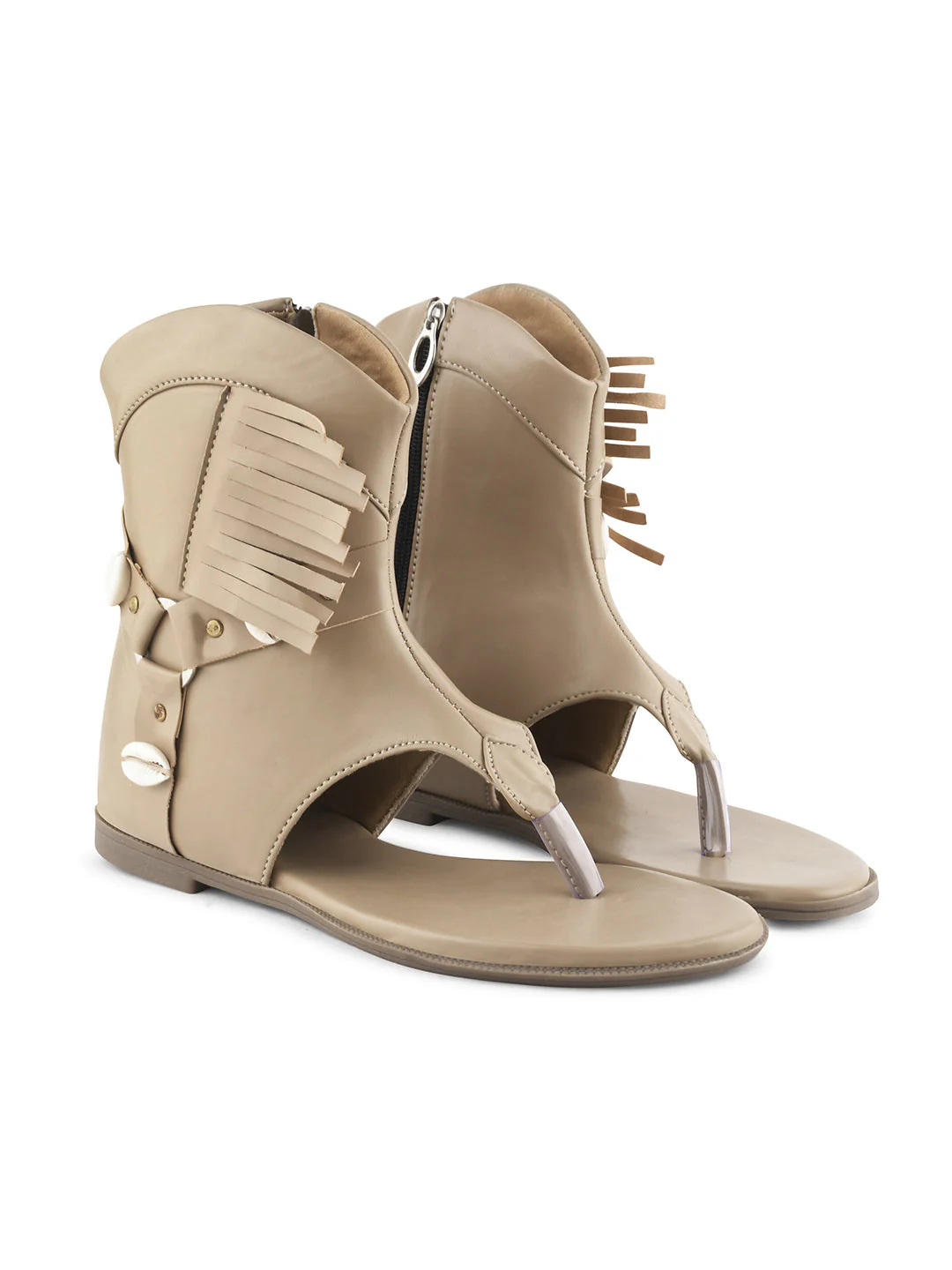 Jm Looks Shell & Fringe Gladiator Sandals - Image 7