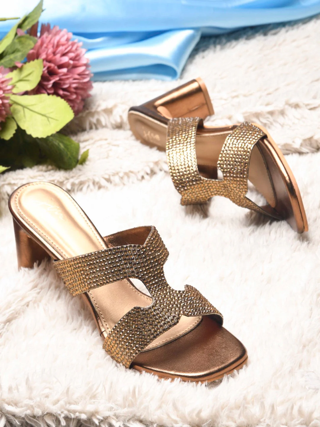 Jm Looks Dazzling Embellished Block Heels for Women & Girls