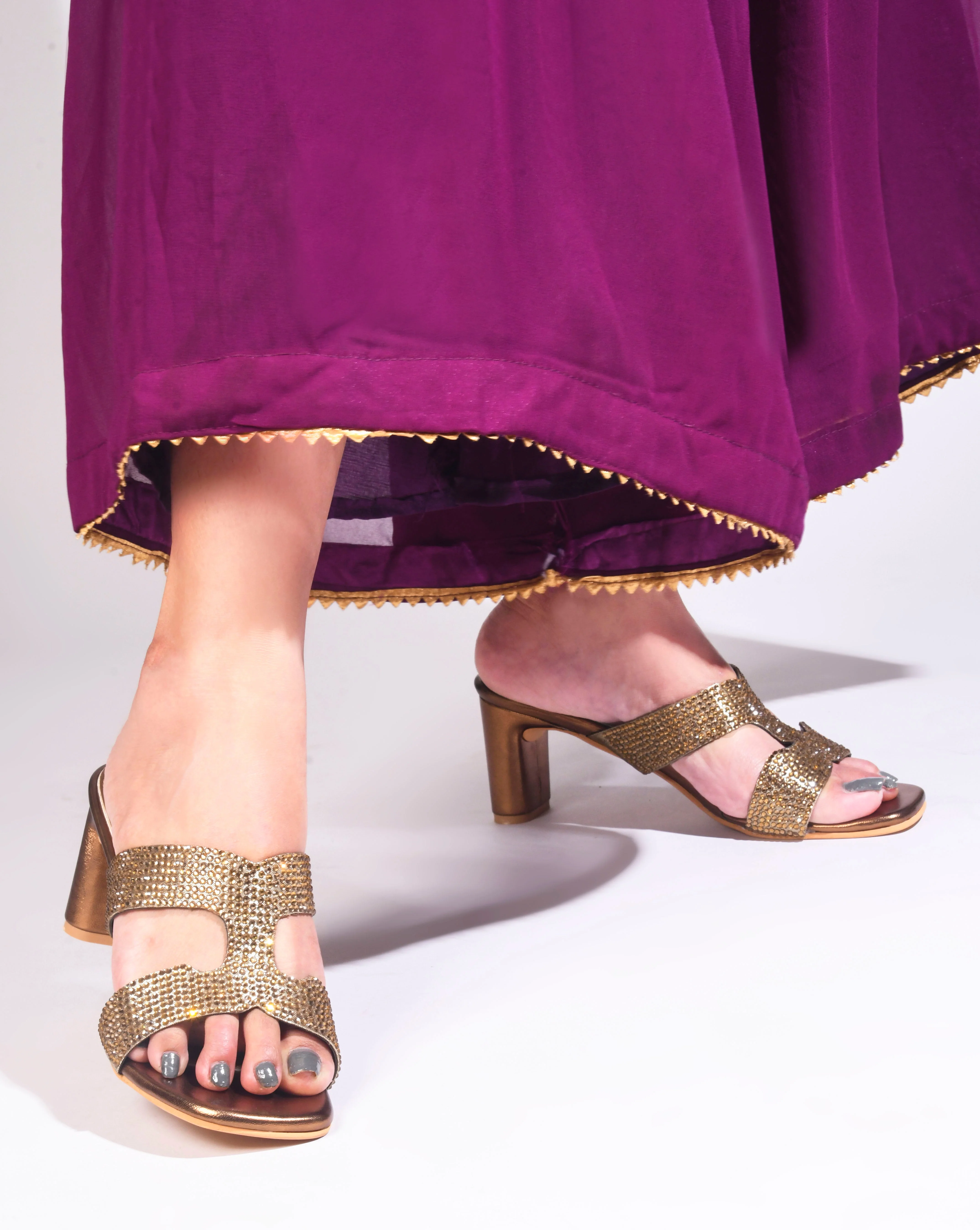 Jm Looks Dazzling Embellished Block Heels for Women & Girls - Image 4