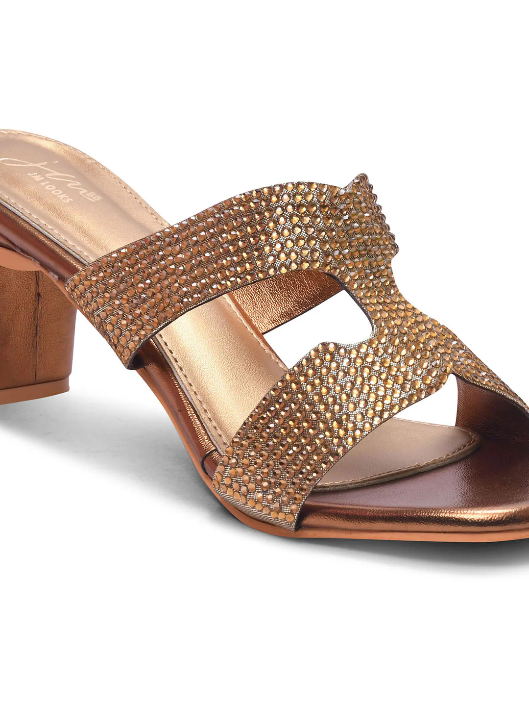 Jm Looks Dazzling Embellished Block Heels for Women & Girls - Image 6