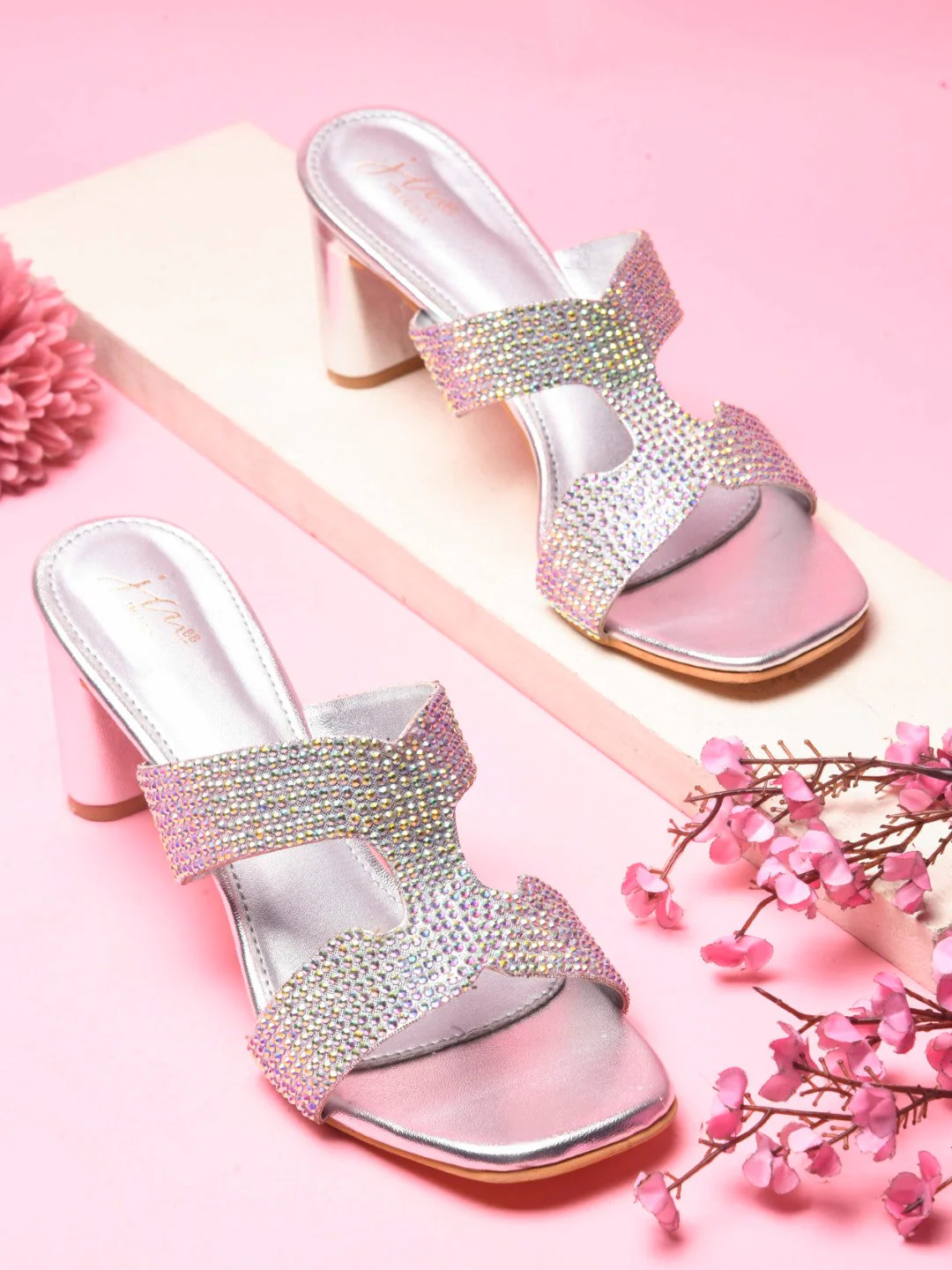 Jm Looks Dazzling Embellished Block Heels for Women & Girls - Image 7