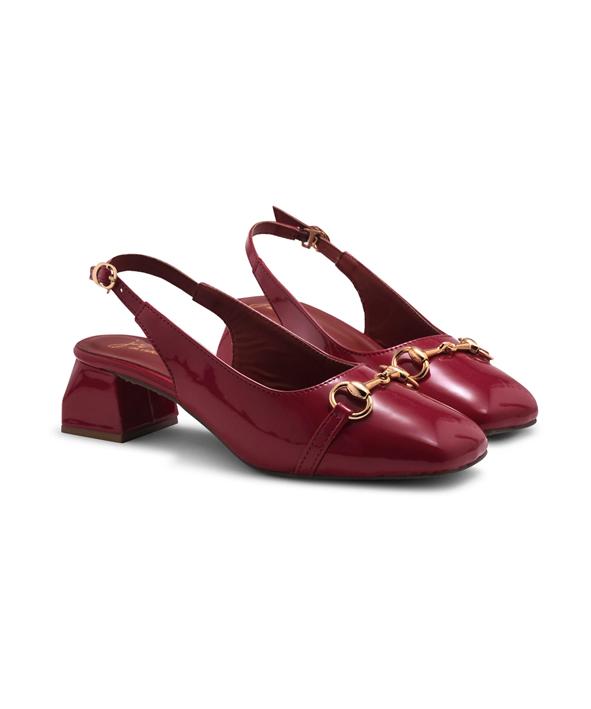 Glossy Black Square-Toe Slingback Block Heels - Image 11