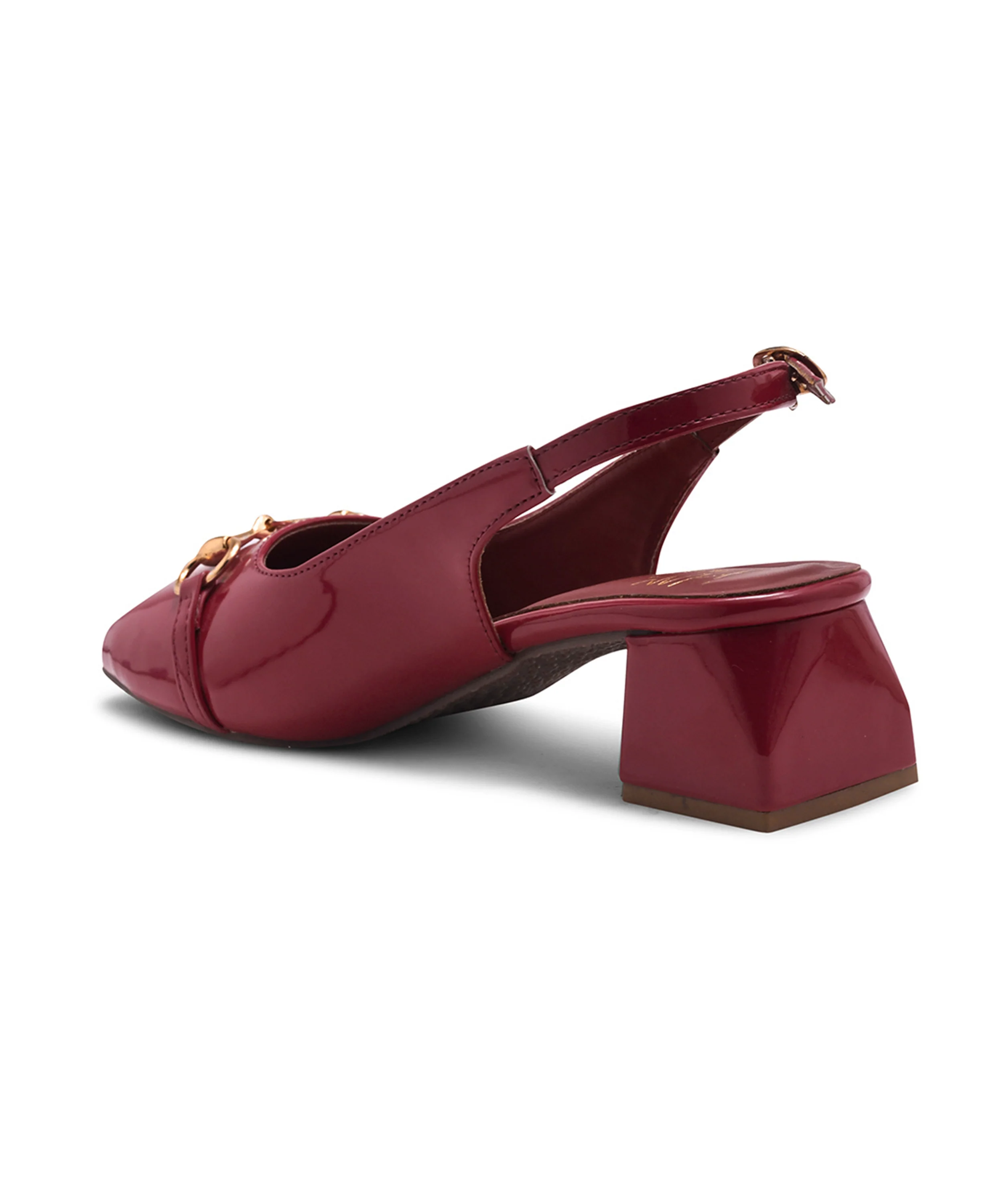 Glossy Black Square-Toe Slingback Block Heels - Image 12