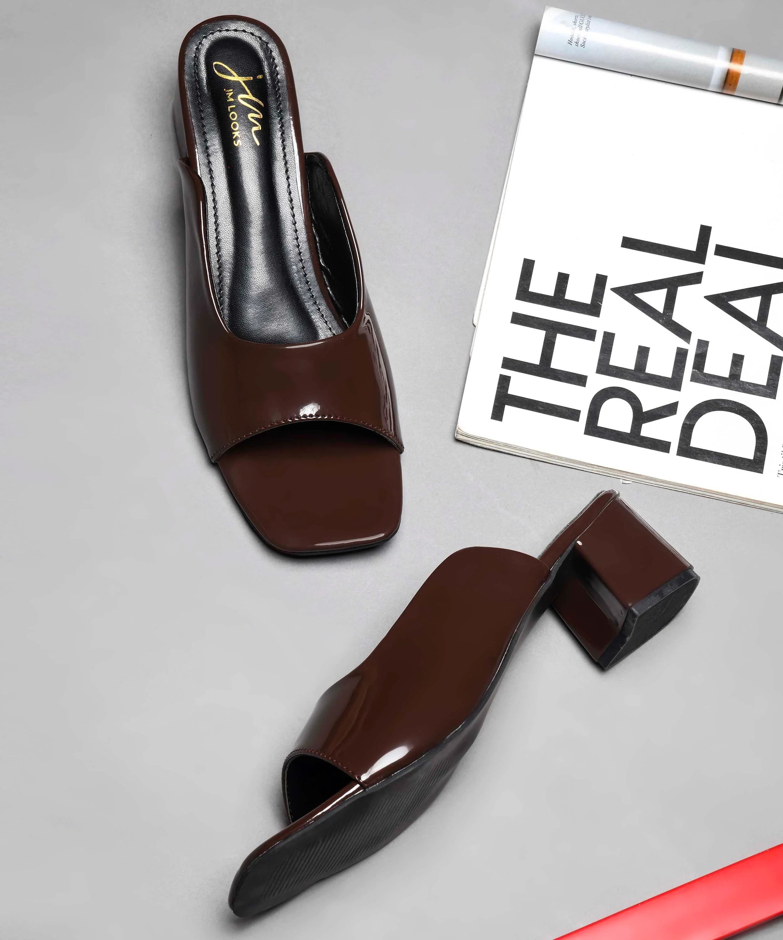 Glossy Block Heel Slip-On Sandals for Women - Image 15