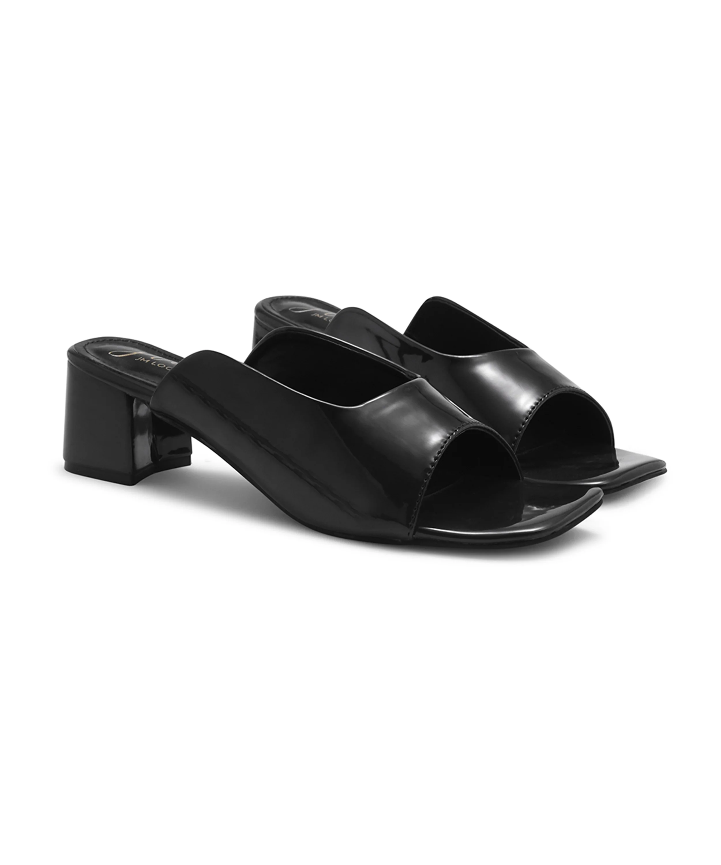 Glossy Block Heel Slip-On Sandals for Women - Image 5