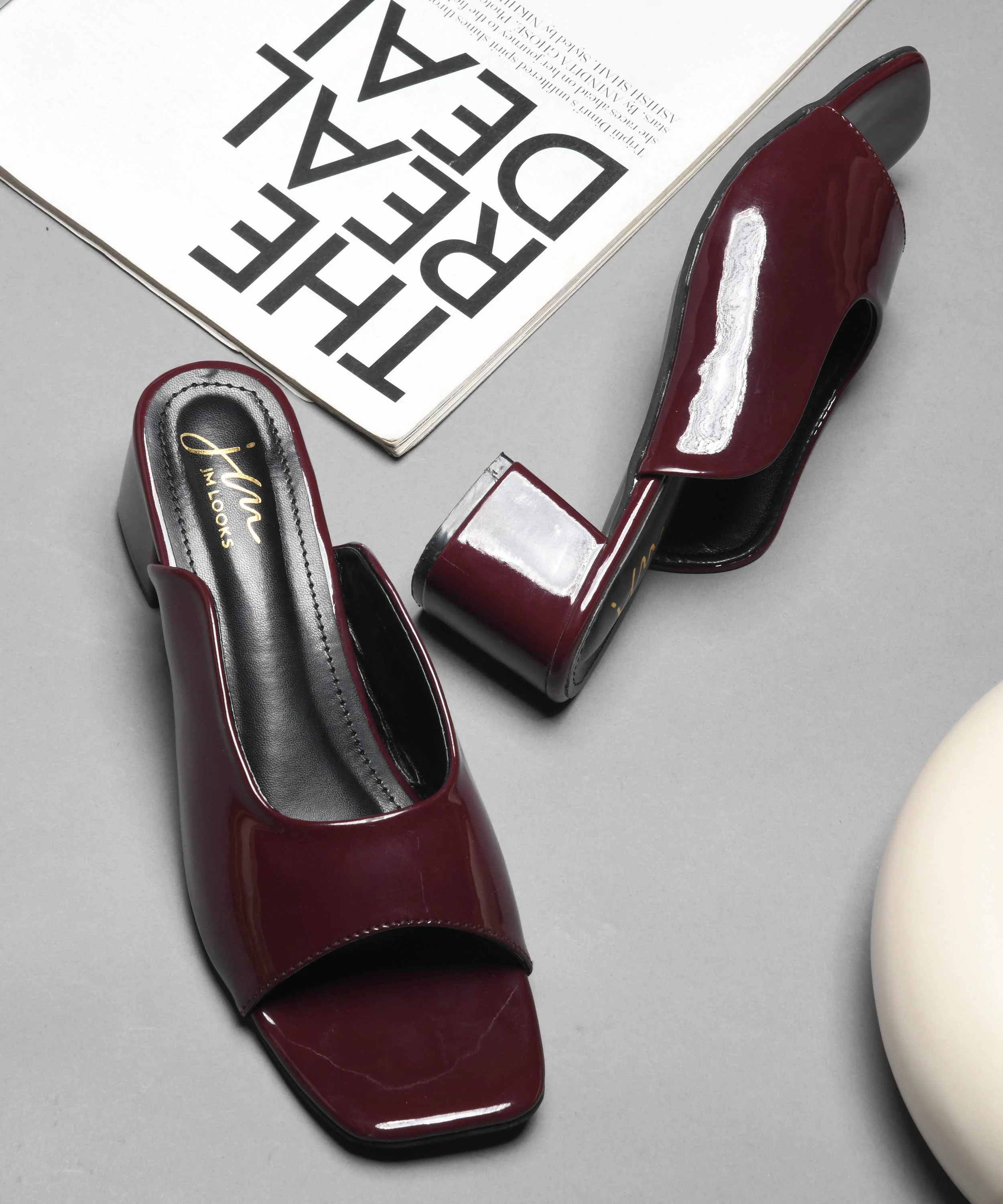 Glossy Block Heel Slip-On Sandals for Women - Image 7