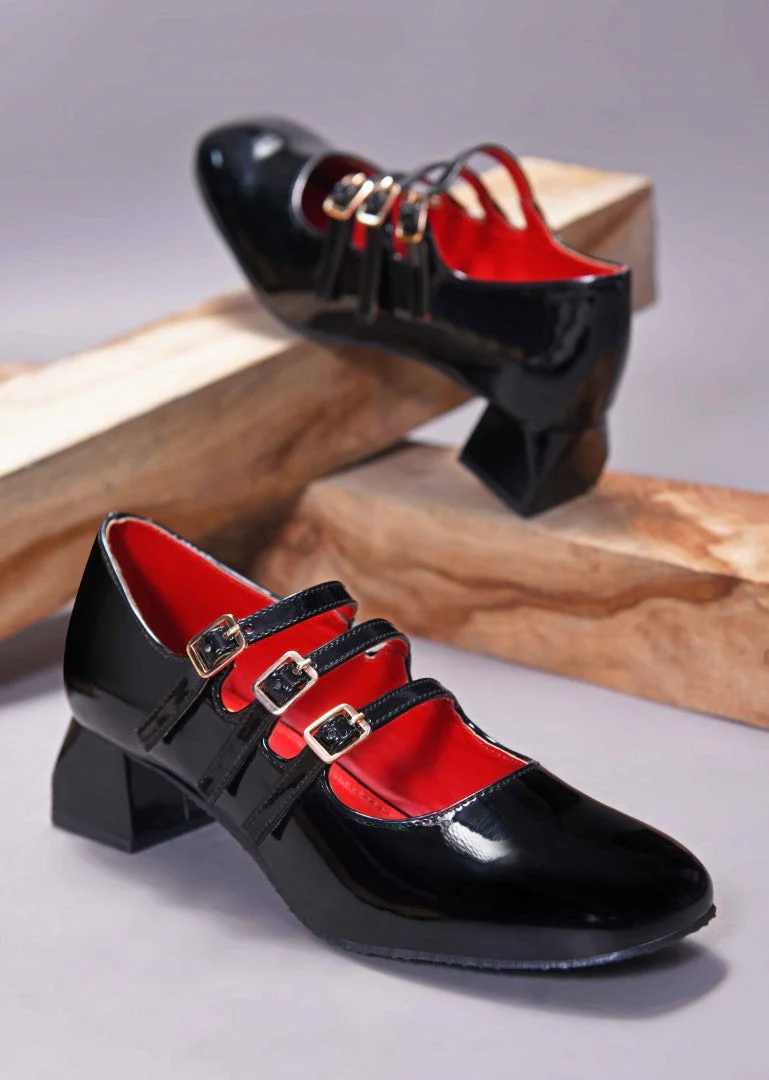 Jm Looks Triple-Strap Buckle Mary Jane Shoes