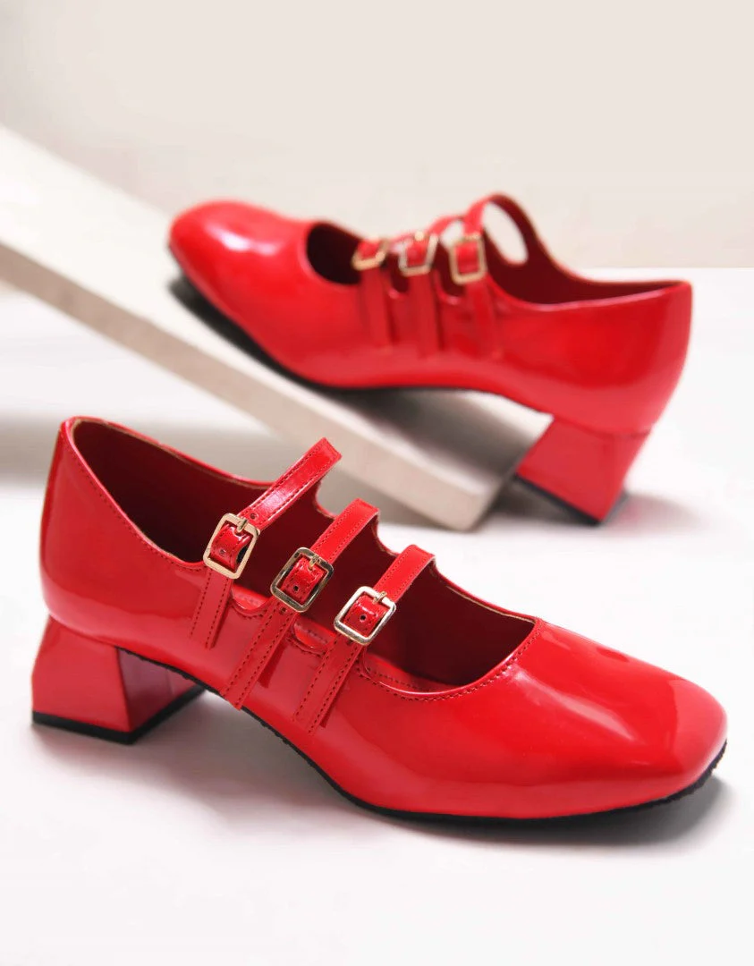 Jm Looks Triple-Strap Buckle Mary Jane Shoes - Image 2