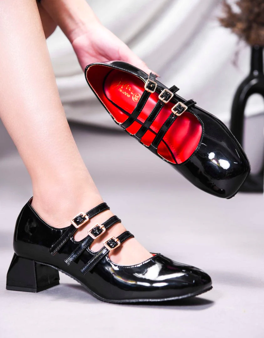 Jm Looks Triple-Strap Buckle Mary Jane Shoes - Image 5