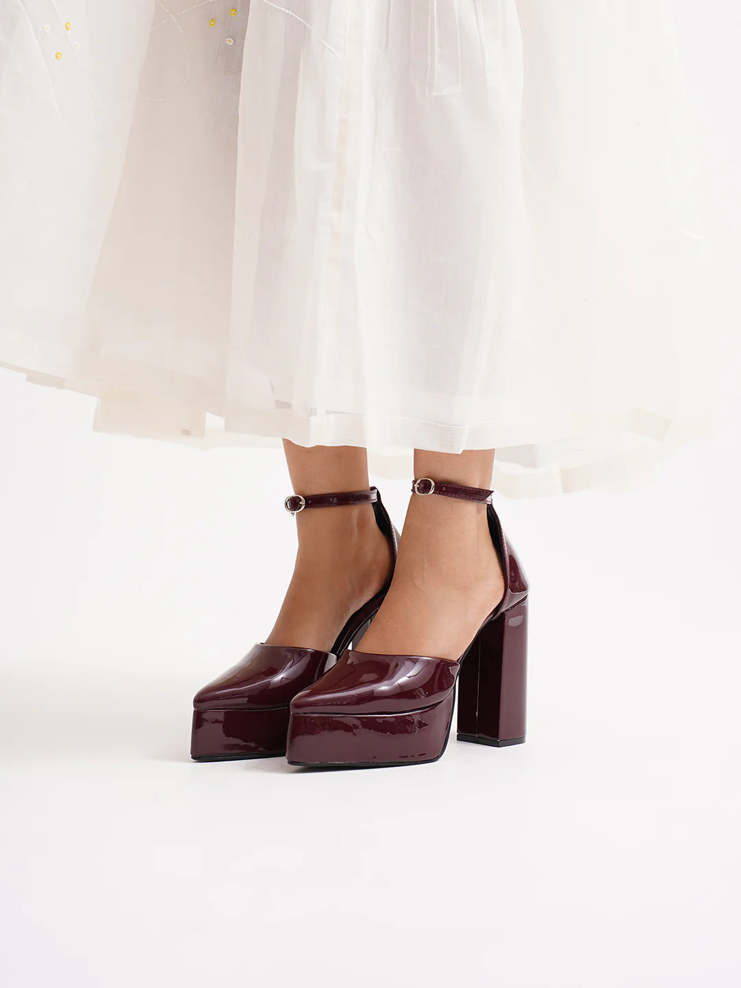 Glossy Block Platform Heels - Image 10