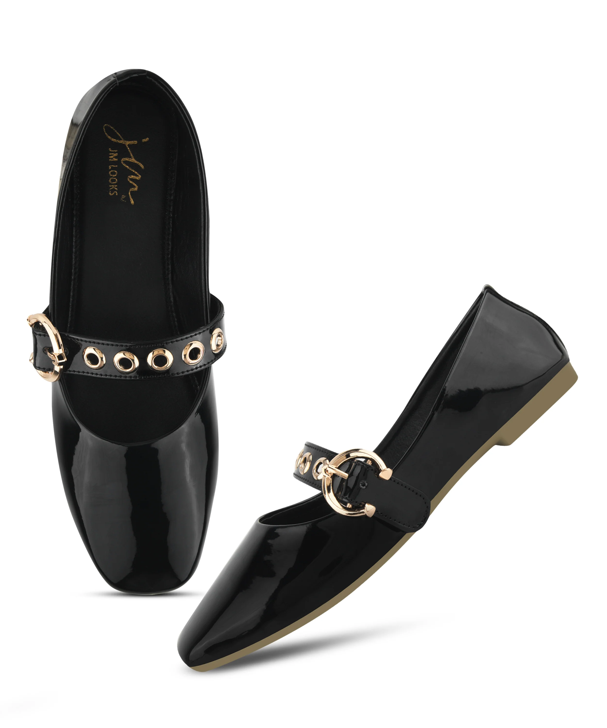 Glossy Chain-Detail Ballet Loafers - Image 12