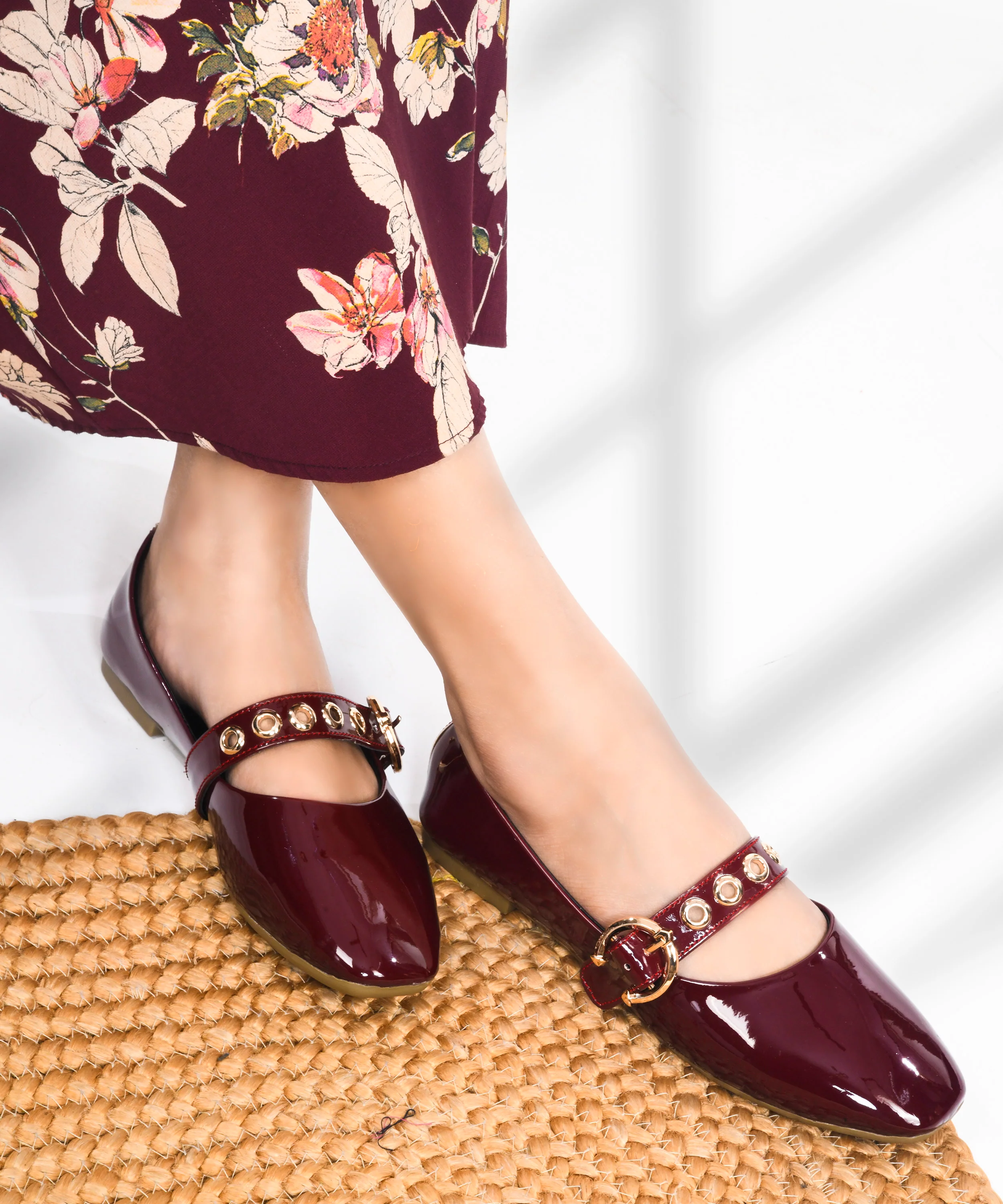 Glossy Chain-Detail Ballet Loafers - Image 2