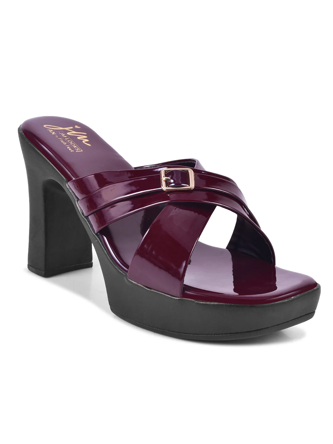 Glossy Cross-Strap Block Heels - Image 18