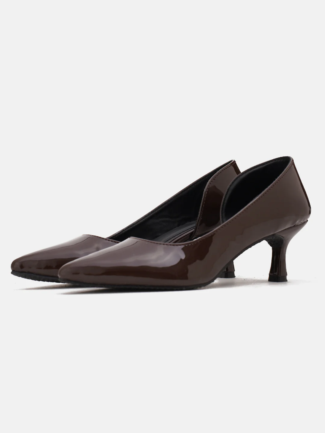 Glossy Kitten Heel Pumps with Pointed Toe - Image 10